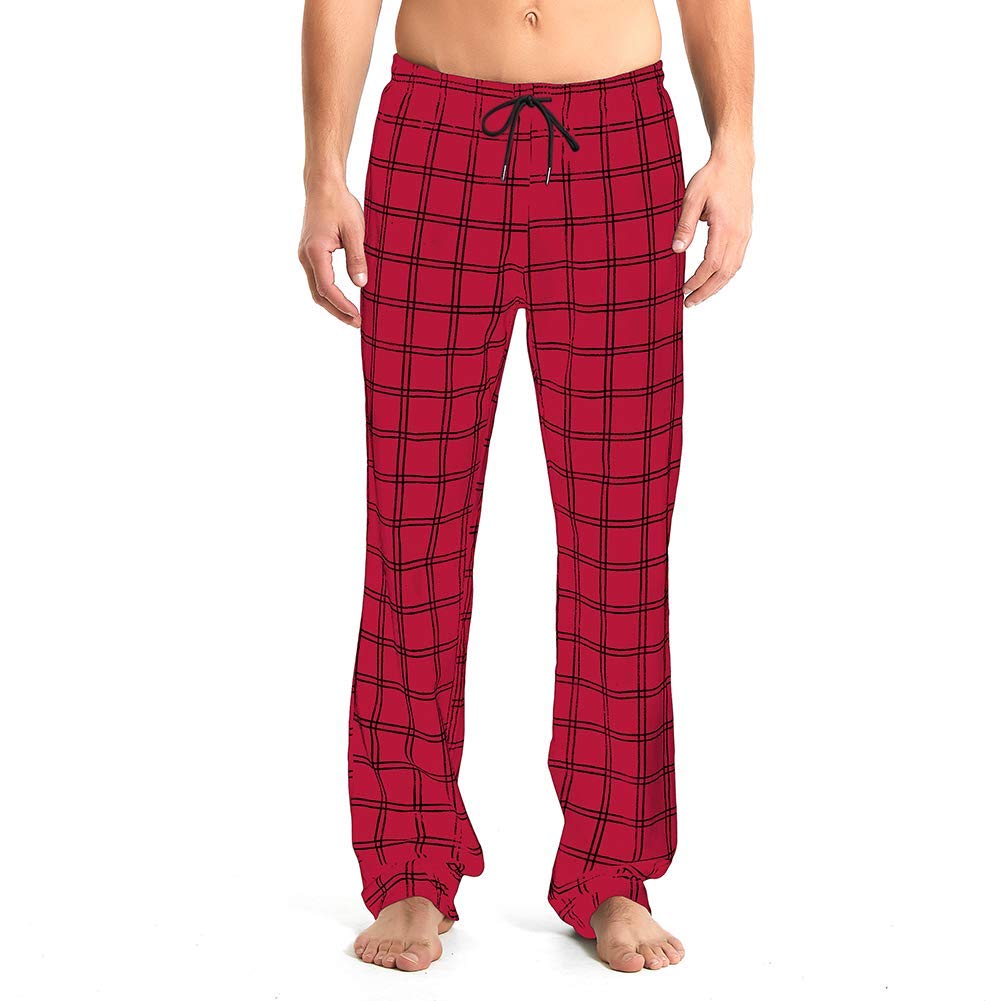 Idtswch Mens Tall Pajama Pants 30/32/34/36/38 Long Inseam Plaid Lounge Pants Sleepwear Pajama Bottoms 100% Cotton