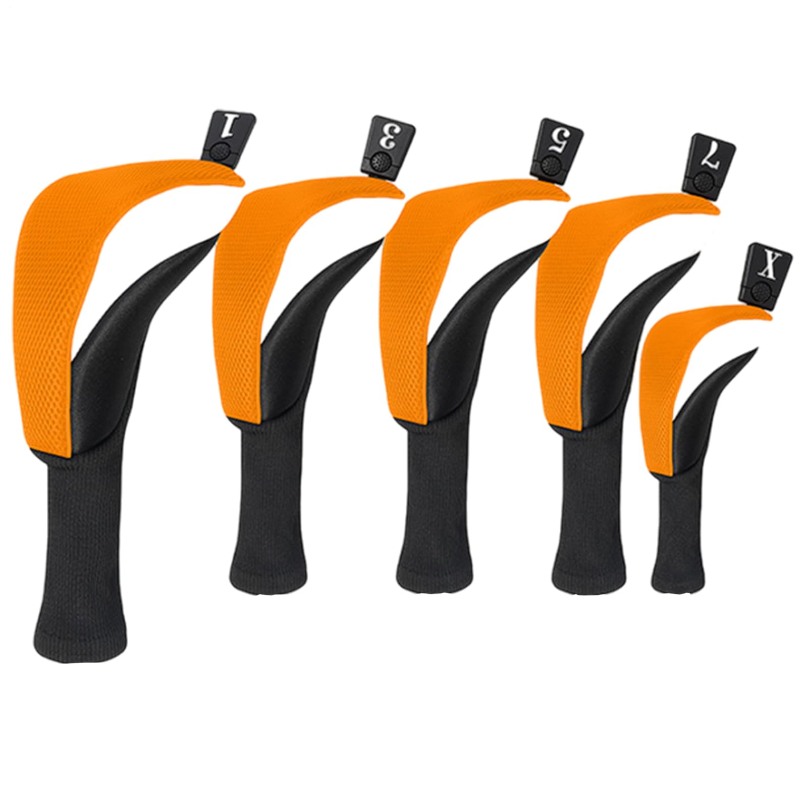 Lot de 5 housses de tête de club de golf - Driver en bois, couvre-chef de club de golf à col long | Housse de protection anti-poussière pour golf, hybride en bois antidérapant pour clubs hommes femmes