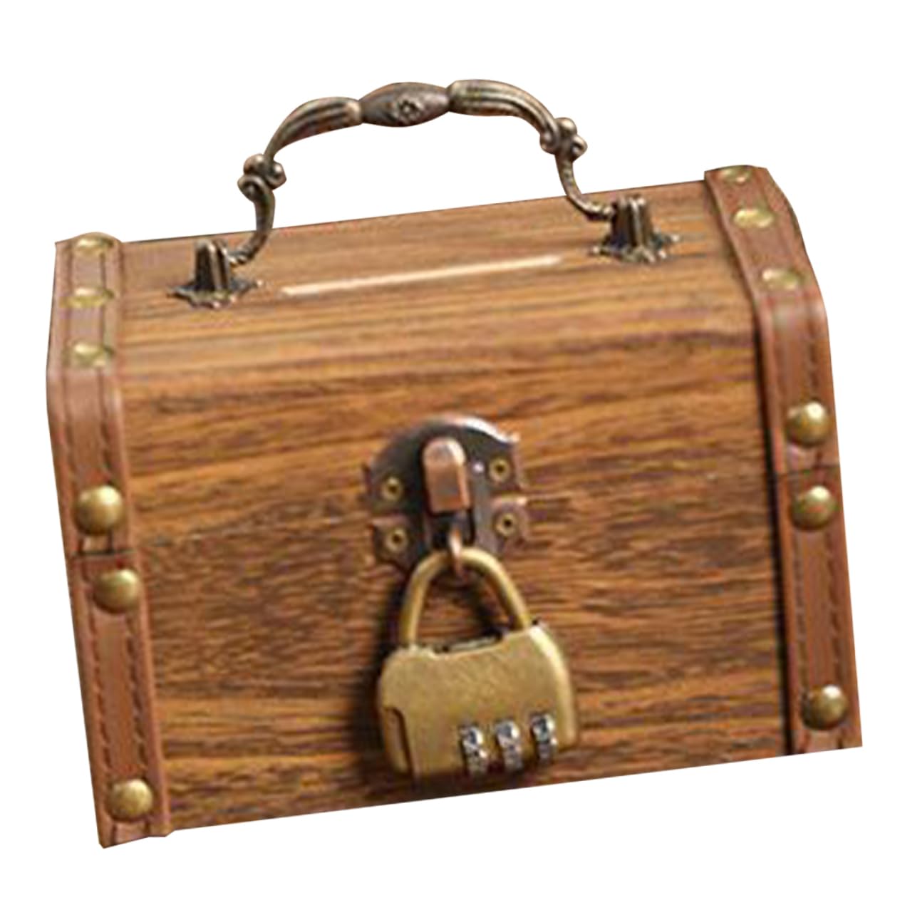 KICHOUSE Wooden Coin Bank Lock Retro Trinket Case Pirate Treasure Box Storage Box for Jewelry for Boys and Girls' Savings