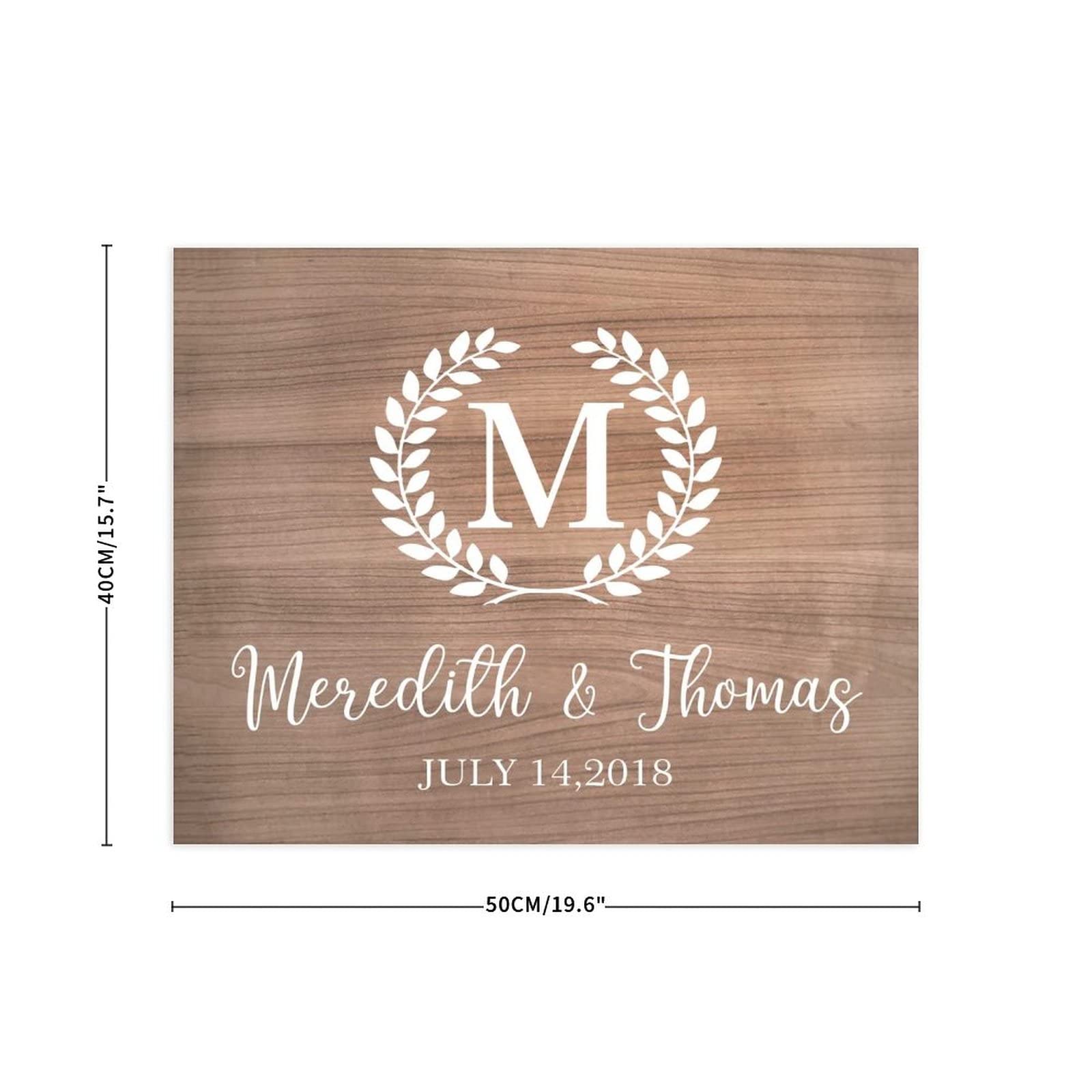 Hochzeitsschild, Willkommensschild, Hochzeitseingang, Lorbeerkranz, Hochzeitsnamen- und Datumsschild, rustikale Hochzeitsdekoration, Holz-Hochzeitsschild, Landhochzeit, 40,6 x 50,8 cm