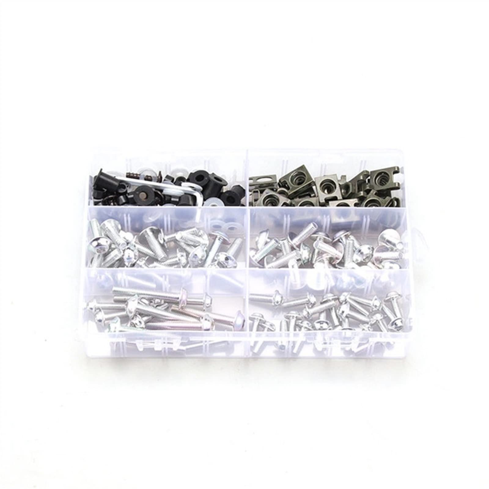 Vite a bullone 216 Pz/Set in Lega di CNC M6 M5 Kit Bulloneria Carena Viti Carrozzeria Dado per Yamaha YZF R1 R1M R15 R25 R3 R6 R125 R15 R25 MT03 MT07 MT09(Silver)
