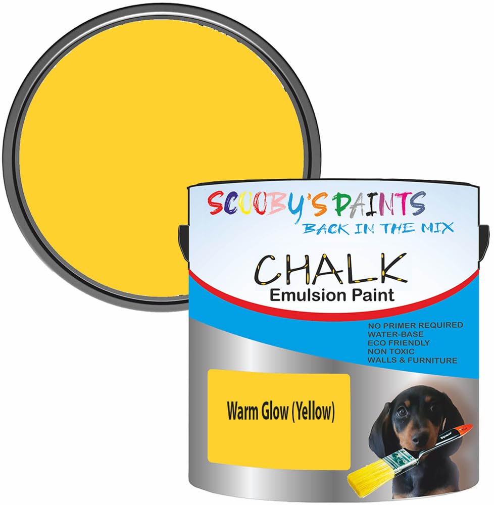 Scooby's Paints Chalk Emulsion Paint, Water-Based, No Primer Required, 250ml, For Walls and Furniture (Warm Glow (Yellow))