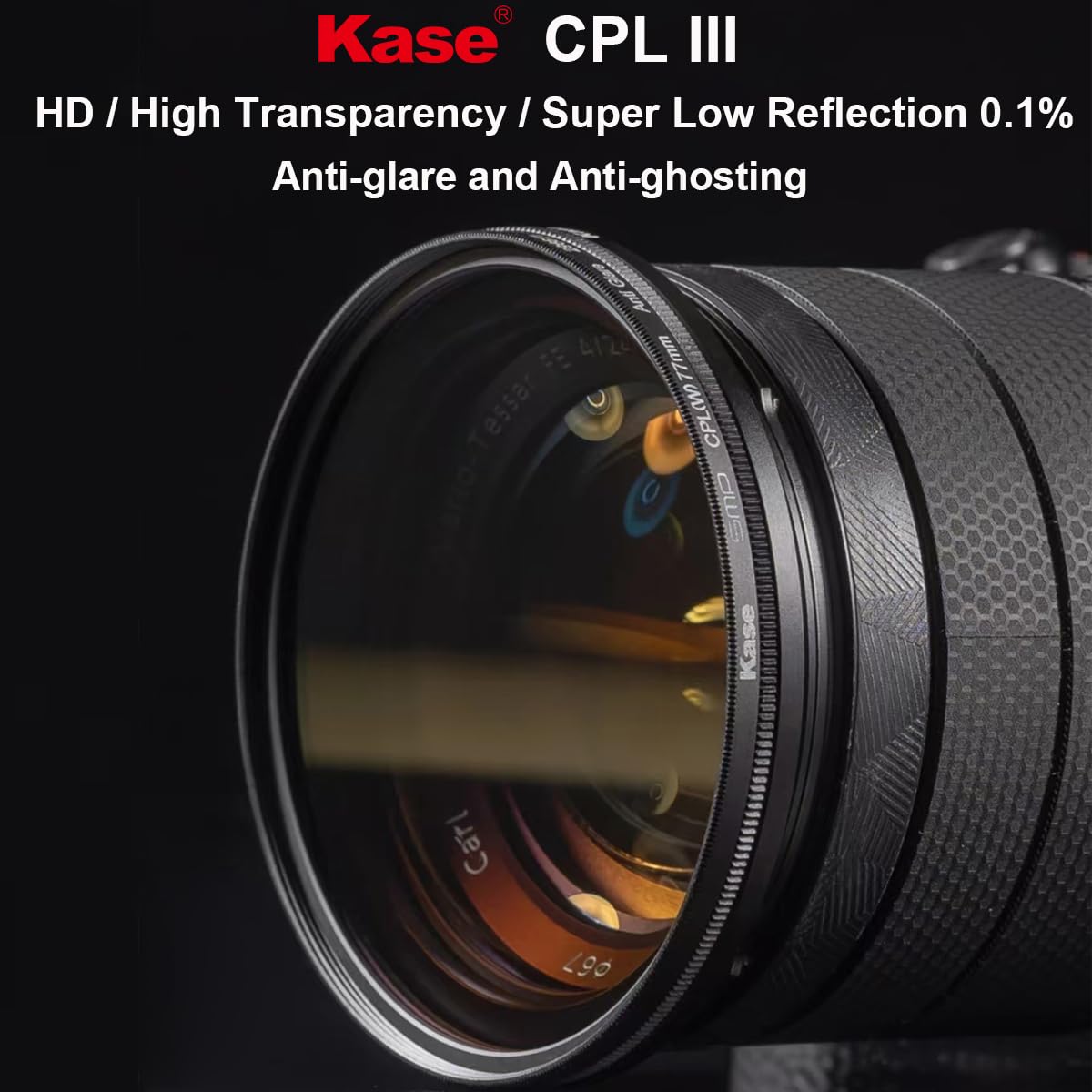 Kase Filtre polarisant circulaire CPL III 82 mm avec réflectivité ultra-faible 0,1 %, verre optique multicouche HD 28, filtre polarisant ultra fin pour objectif d'appareil photo