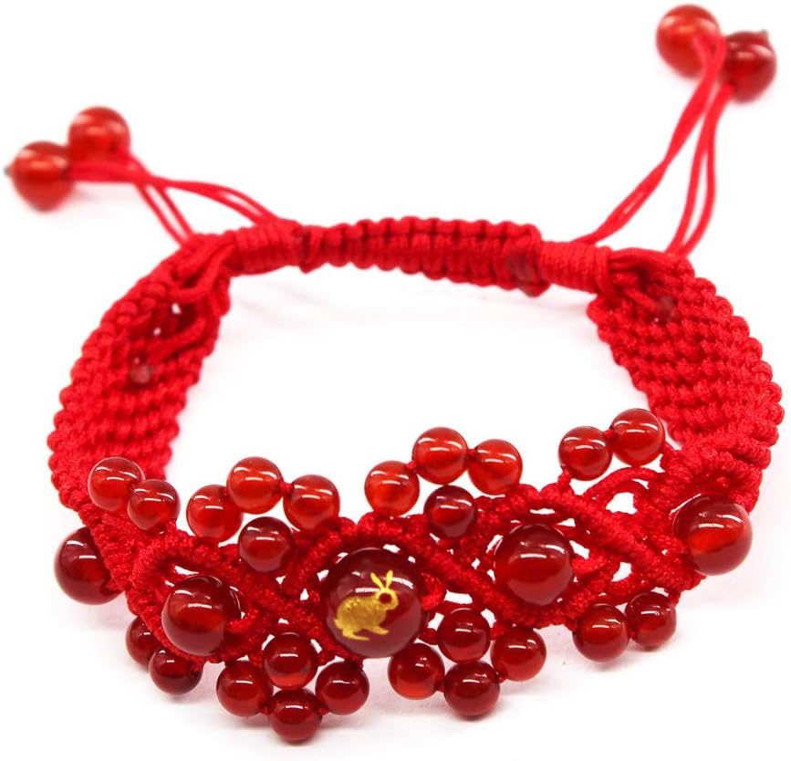 FasportHandmade Chinese zodiac charm bracelet Original Chinese Ancient Style Red String Agate Bracelet/good Luck