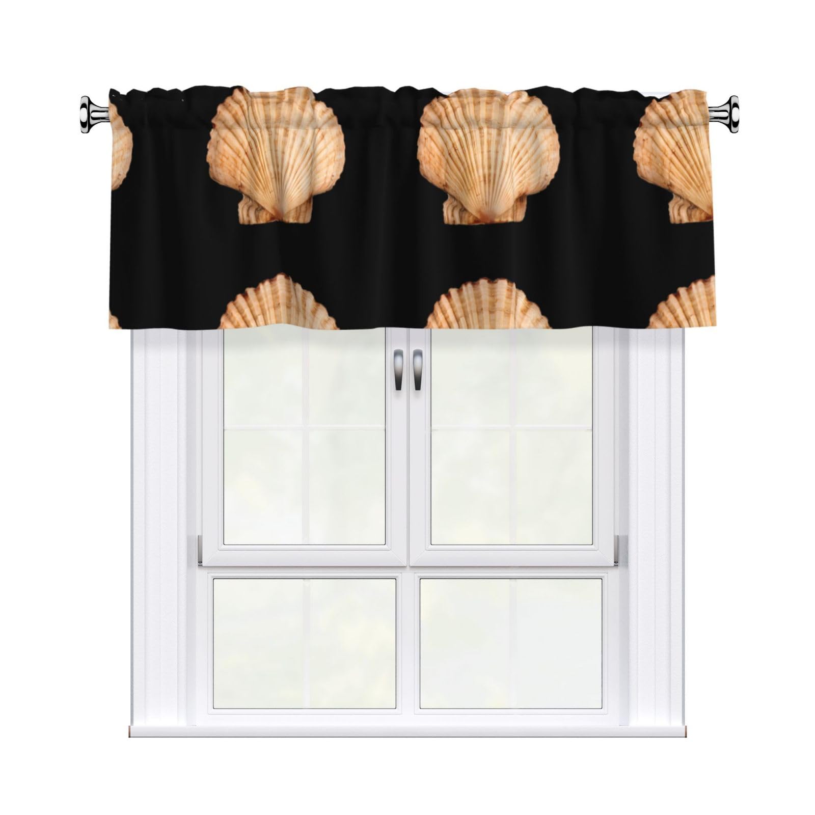 WHJDPP Scallop Seashell Prints Charming Kitchen Window Cover – 54x18 Inch Peach Skin Valance with Decorative Print