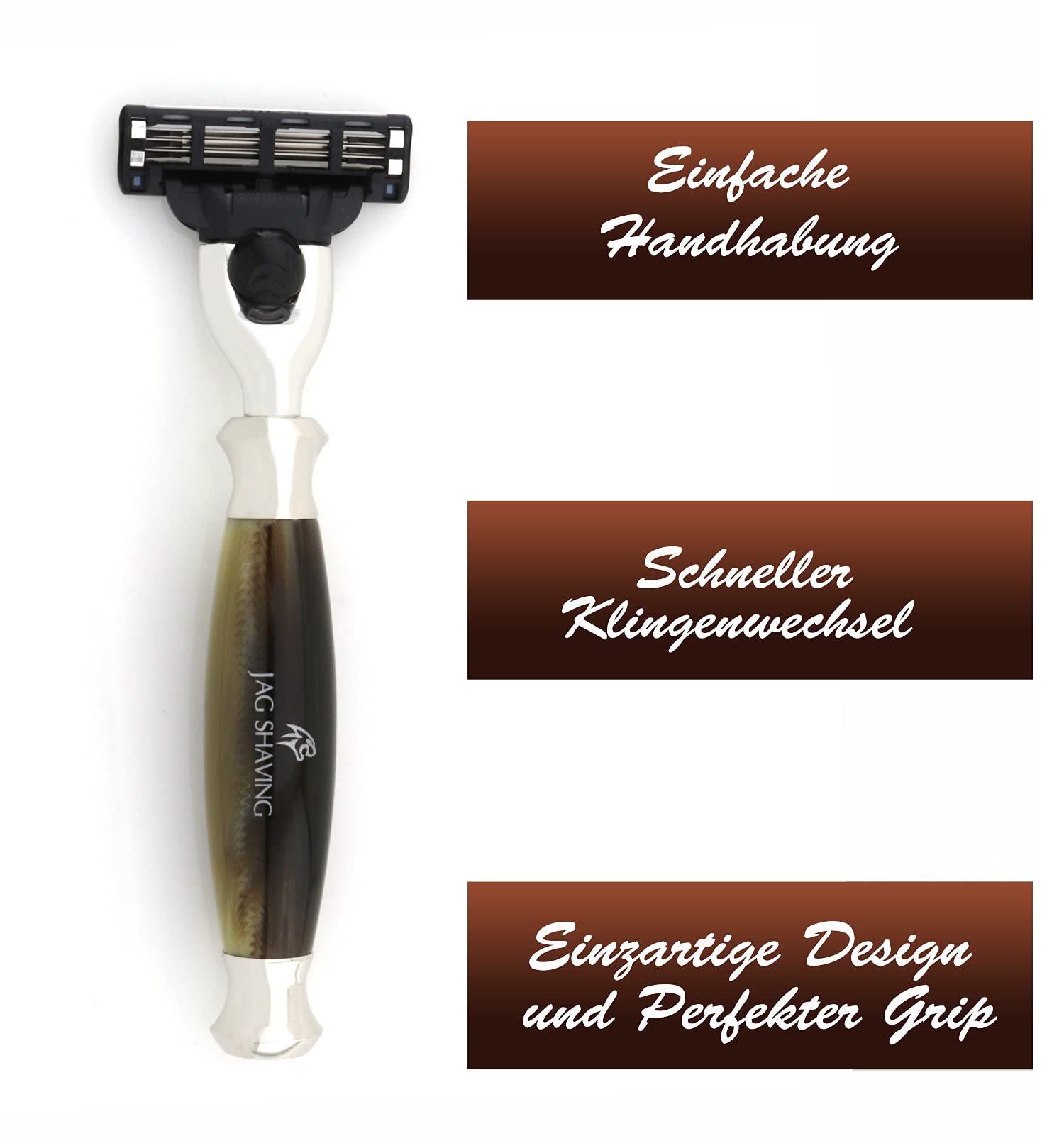 Jag Shaving zestaw do golenia - 4-częściowy zestaw do golenia - JAG's LEE Range - syntetyczny pędzel do golenia z włosia srebrnego - 3 ostrza do golenia - stojak do golenia - kolor zielony