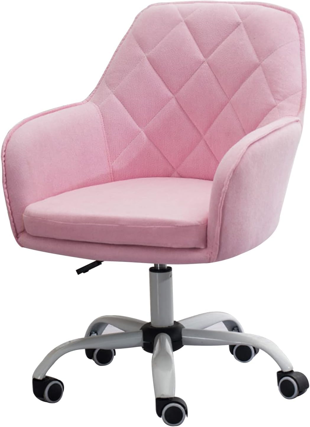 Modern Armchair with Height Adjustment and Wheels | Height Adjustable and Revolving Accent Office Chair with Chrome Base | for Office, Bedroom, Home & Cafe’s | Pink - Pack of 1-image-48