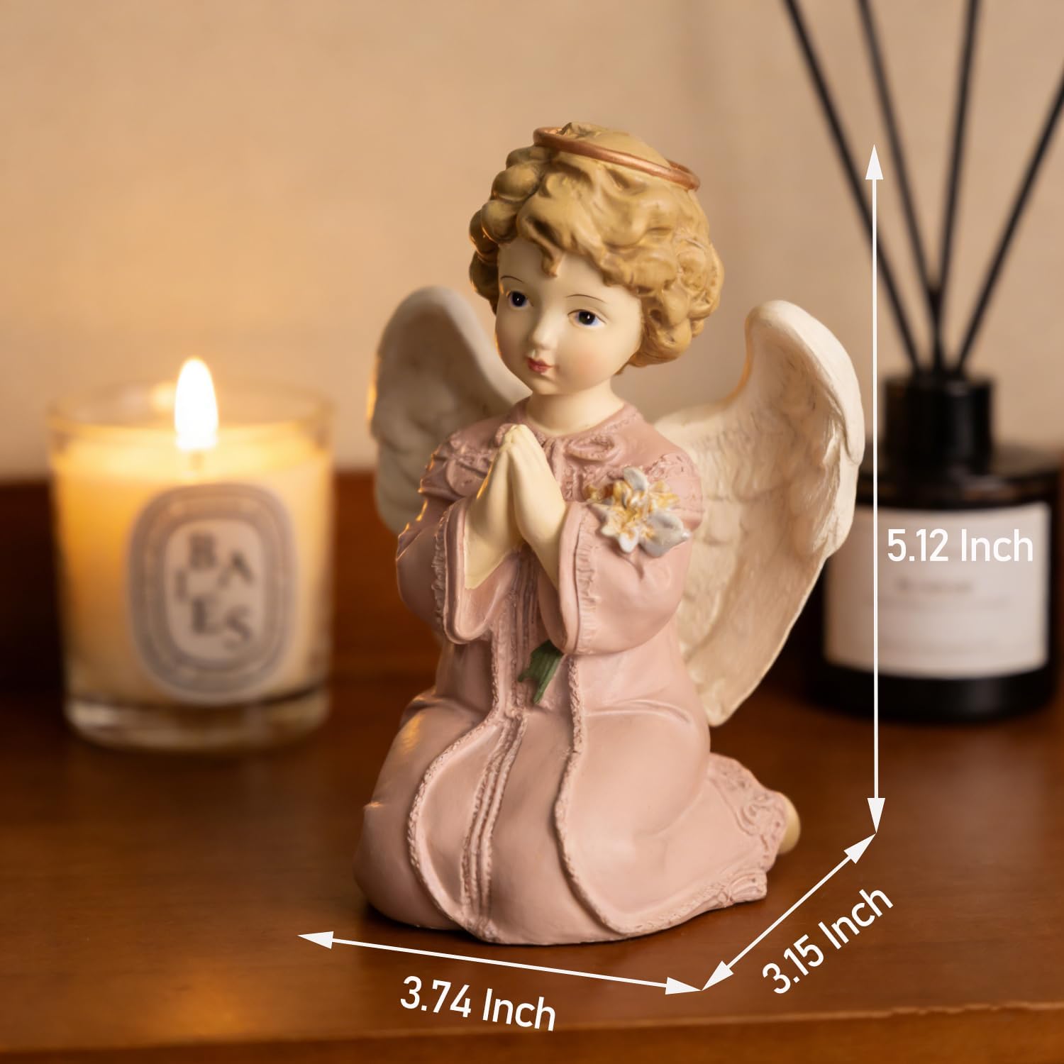 MeritMode Angel Figurine with Lily – Prayerful Resin Angel Statue, Sentimental Gift for Daughter, Spiritual Home Décor, 5.12" High, Meaningful Quote on Prayer, Gift for Religious Occasions - Image 3