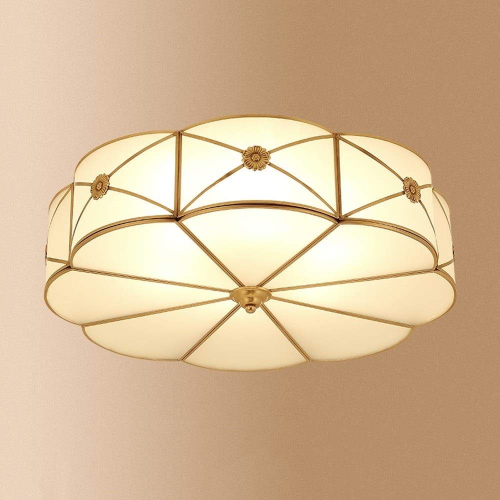 American Rural Elegant Art Pendant Vintage Flush Mount Ceiling Light Brass-Coloured Classic Metal 2 Bells Glass Fitting Dia 23.6” E27 Bar, Coffee Shop, Bedroom, Restaurant Home Simple Decoration