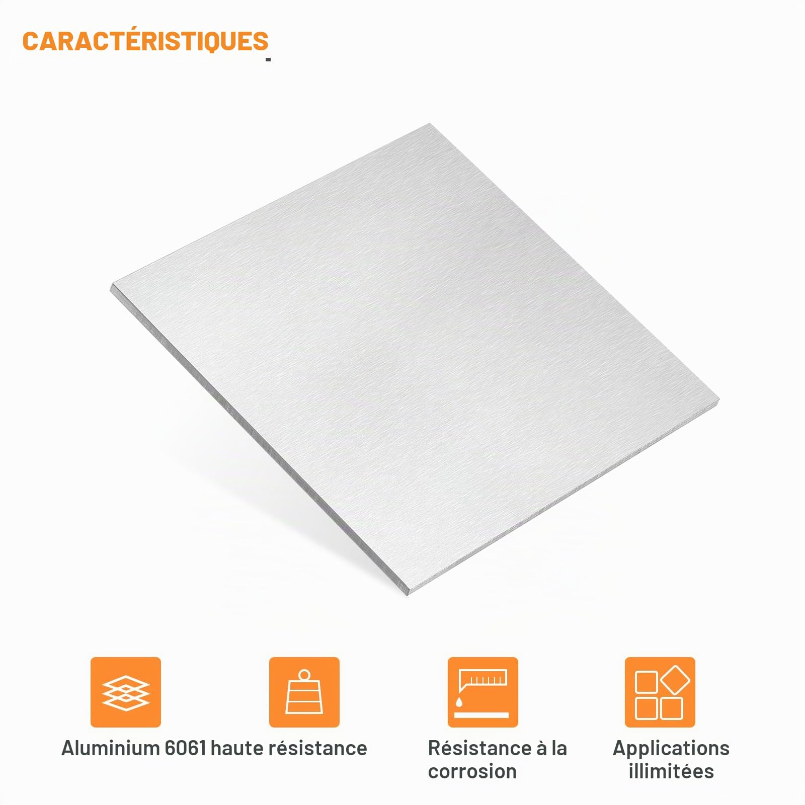 QUARKZMAN Feuille d'Aluminium 6061, Plaque d'Aluminium Rectangulaire de 200 mm x 200 mm, Épaisseur de 5 mm, Matériau Métallique Plat pour L'Industrie, La Soudure et L'Artisanat