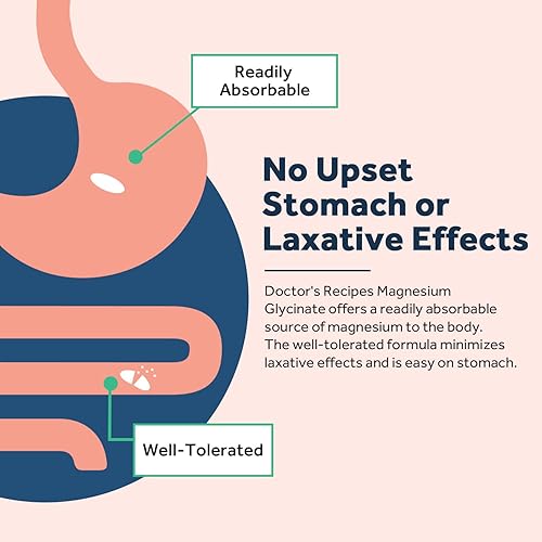 Miniatura 8 de Doctor's Recipes Glicinato de magnesio, magnesio quelatado con alta absorción y no tamponado, fácil para el estómago, sin gluten, hueso, músculo,