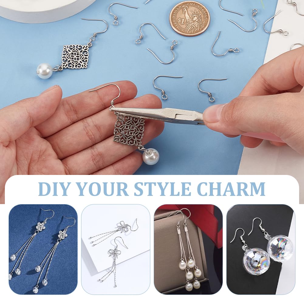 Perlin 25 paar oorhangers, vishaken, oorveren met bal, 15 mm, 50 stuks, oorhaken, voor het maken van sieraden, knutselen, sieraden (zilver