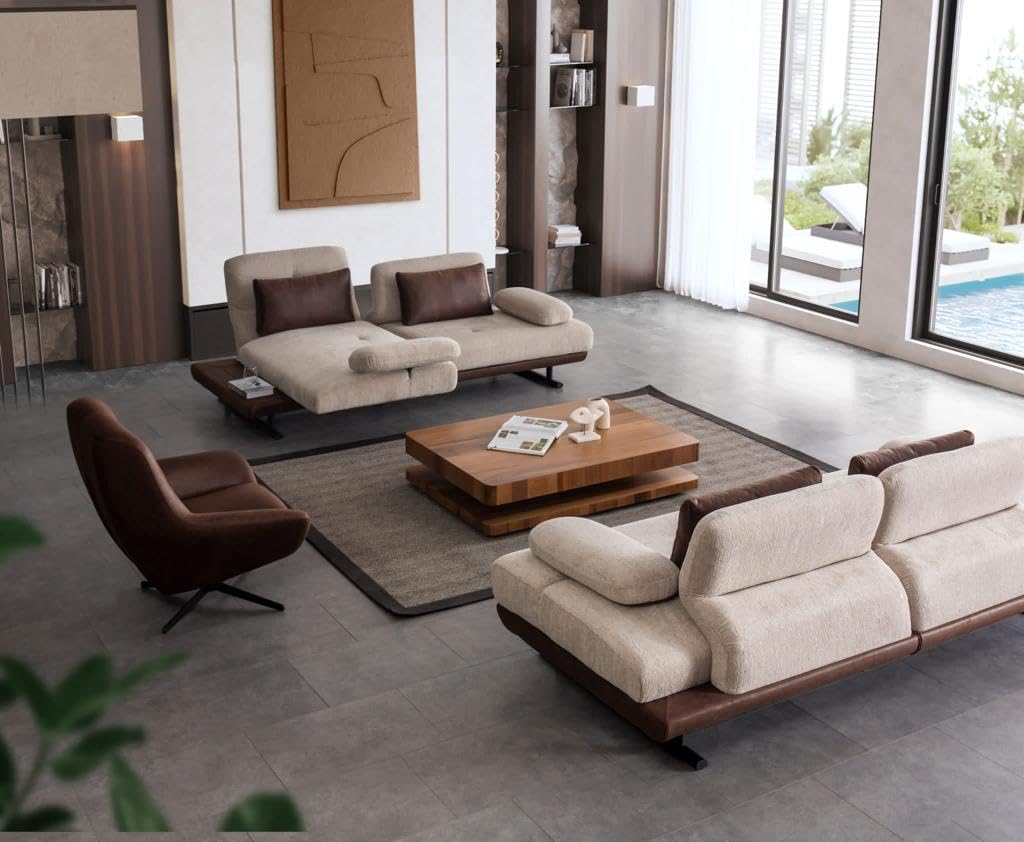 Generisch Ever Functional Sofa Set 3-3-1 Beige Living Area Sofas & Couches Home & Kitchen