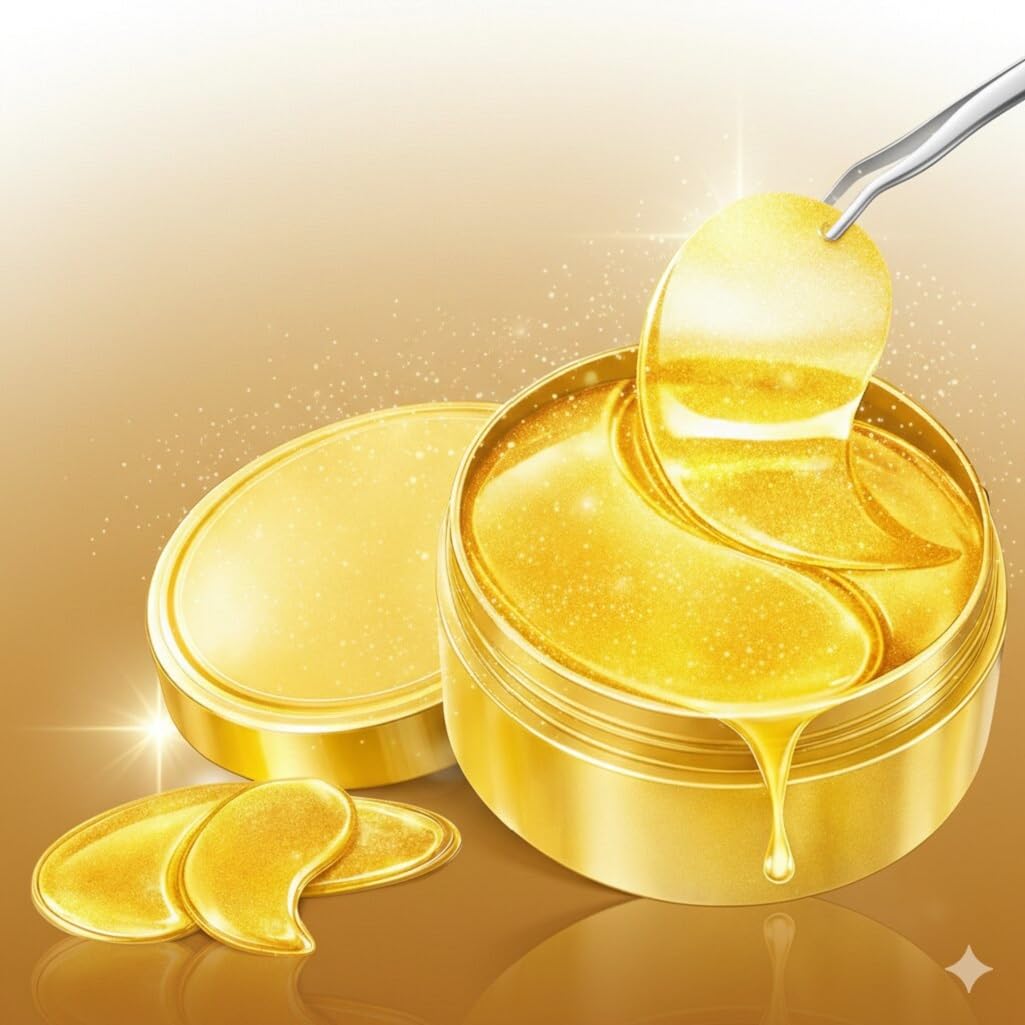MOBDESK 24k Gold Under Eye Patches (60 Pcs) - Collagen Skin Care Products - Eye Patches For Dark Circles, Wrinkles & Puffiness - Dark Circle Remover, Eyes Patch Mask, Revitalize & Refreshes Your Skin