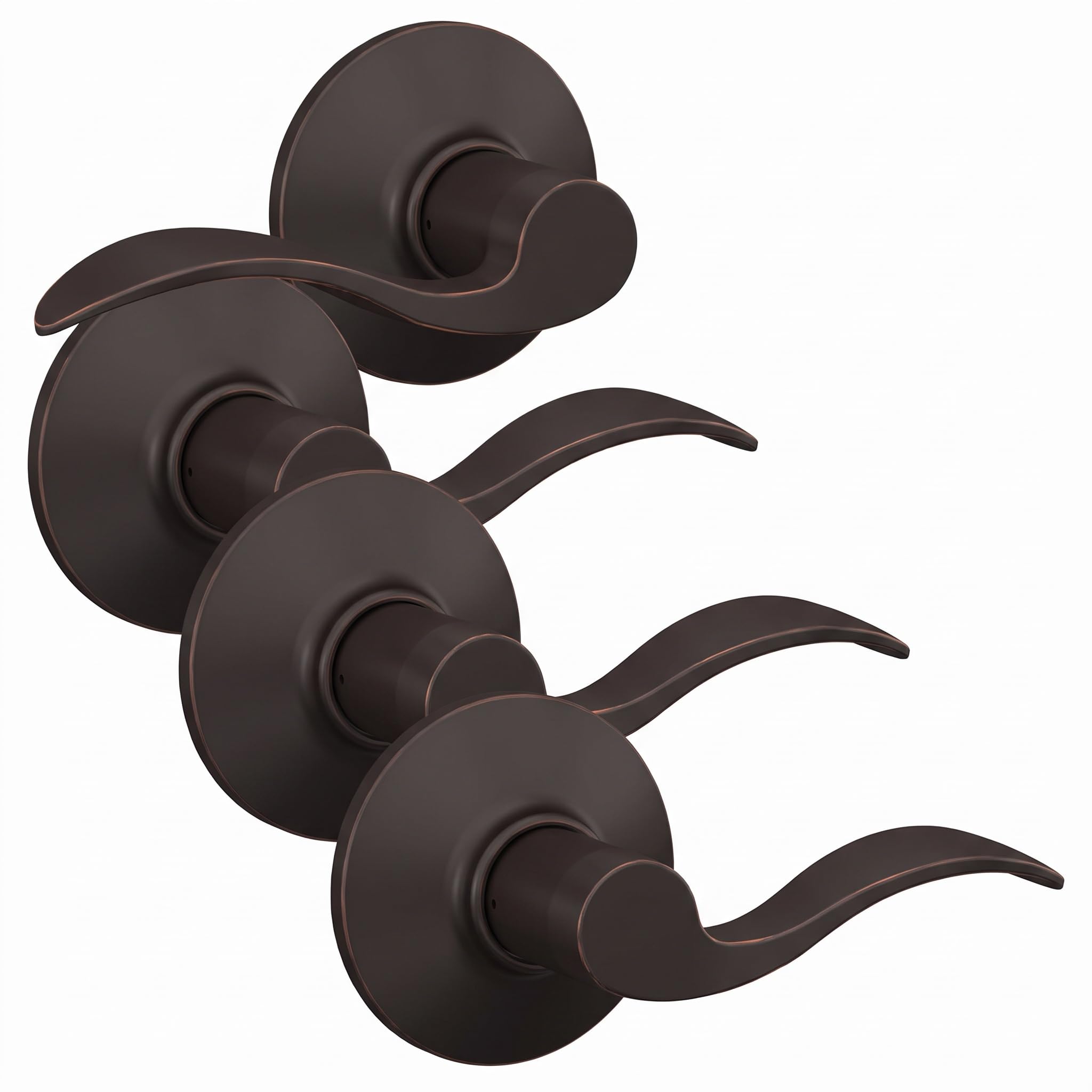 Schlage F10 ACC 716 Accent Door Lever, Hall &amp; Closet Passage Lock, Aged Bronze (Pack of 4)