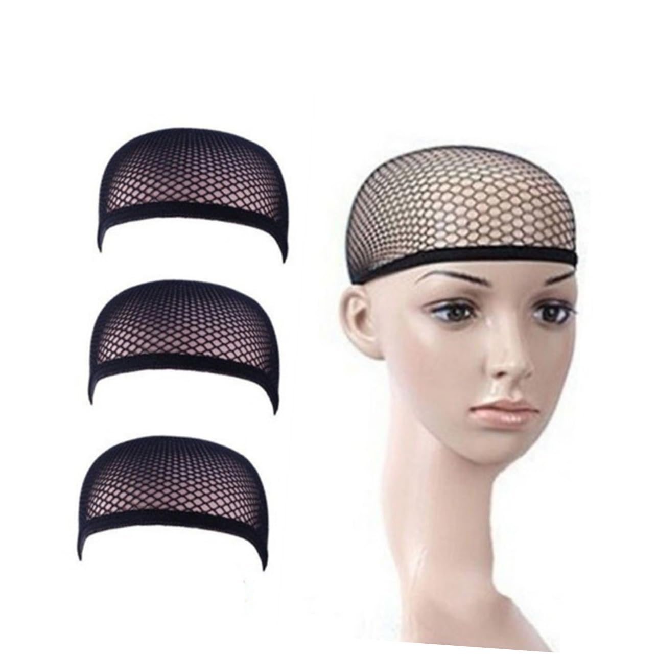 WOFASHPURET 10Pcs Elastic Mesh Wig Caps High Temperature Fiber Hairdressing Accessories for Women Comfortable Breathable Average Fit for Wig Making and Daily Use Black