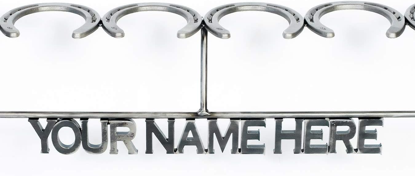Rustic Custom Name Horseshoe Boot Rack - The Heritage Forge - Image 3
