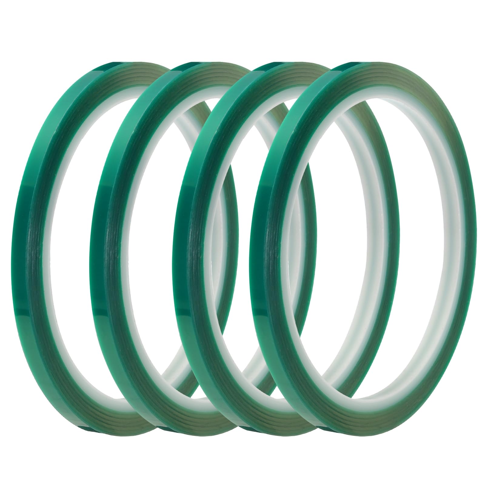 sourcing map Resin Tape Silicone Adhesive Tape High Temperature Resistance Easy Peeling Polyester for Epoxy Resin,River Tables,Craft,Remove Residue 0.2 Inch Wide 108FT Long(Green),Pack of 4