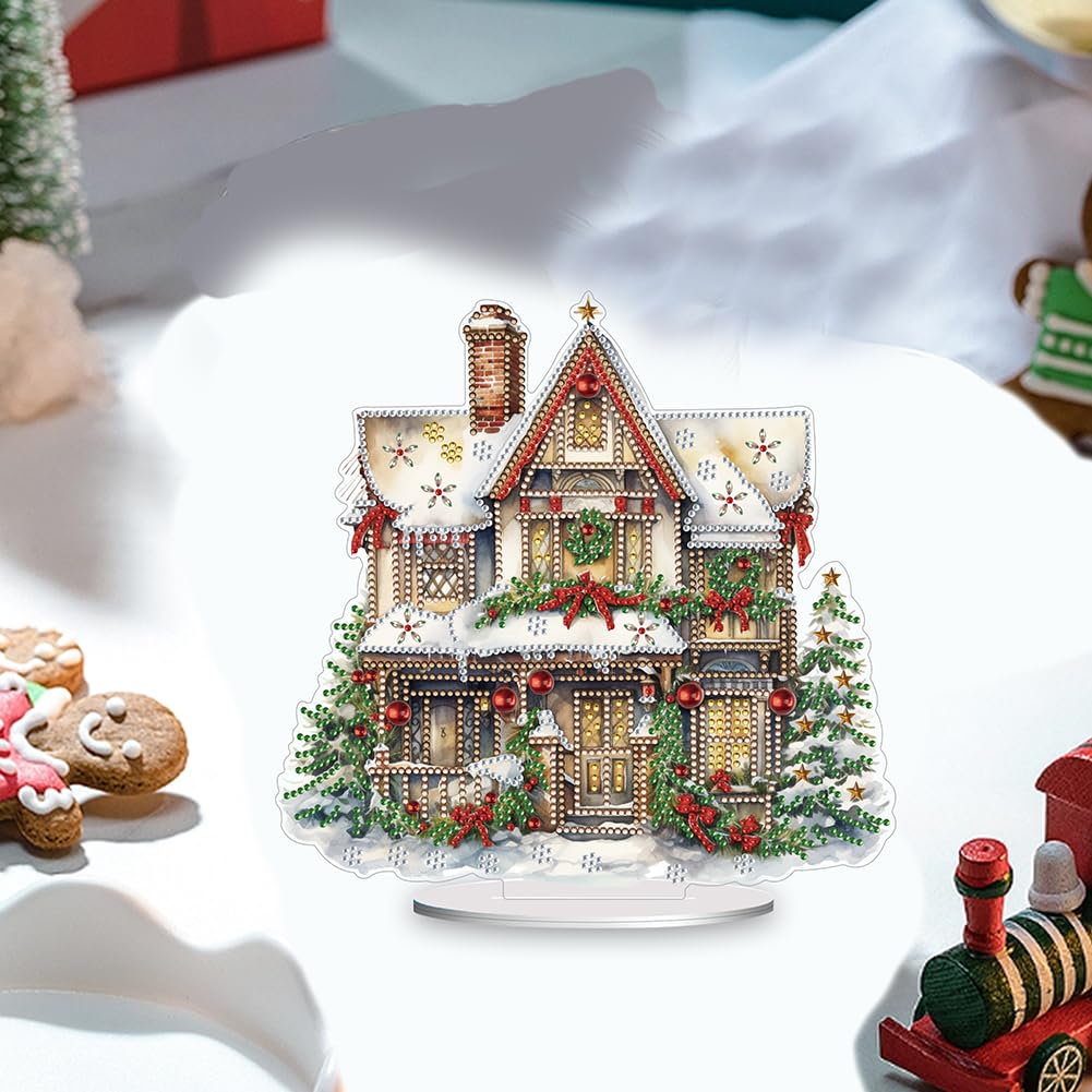 AZURAOKEY Peinture Diamant Kit - Ornement De Table Noël - Pierres Formes Spéciales - Activité Créative DIY Adulte/enfant 6+