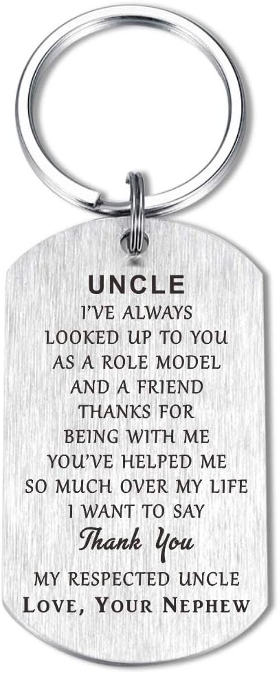 Uncle Keychain Gift - Thank You For Being My Uncle, Stainless Steel, With Velvet Bag - View #2