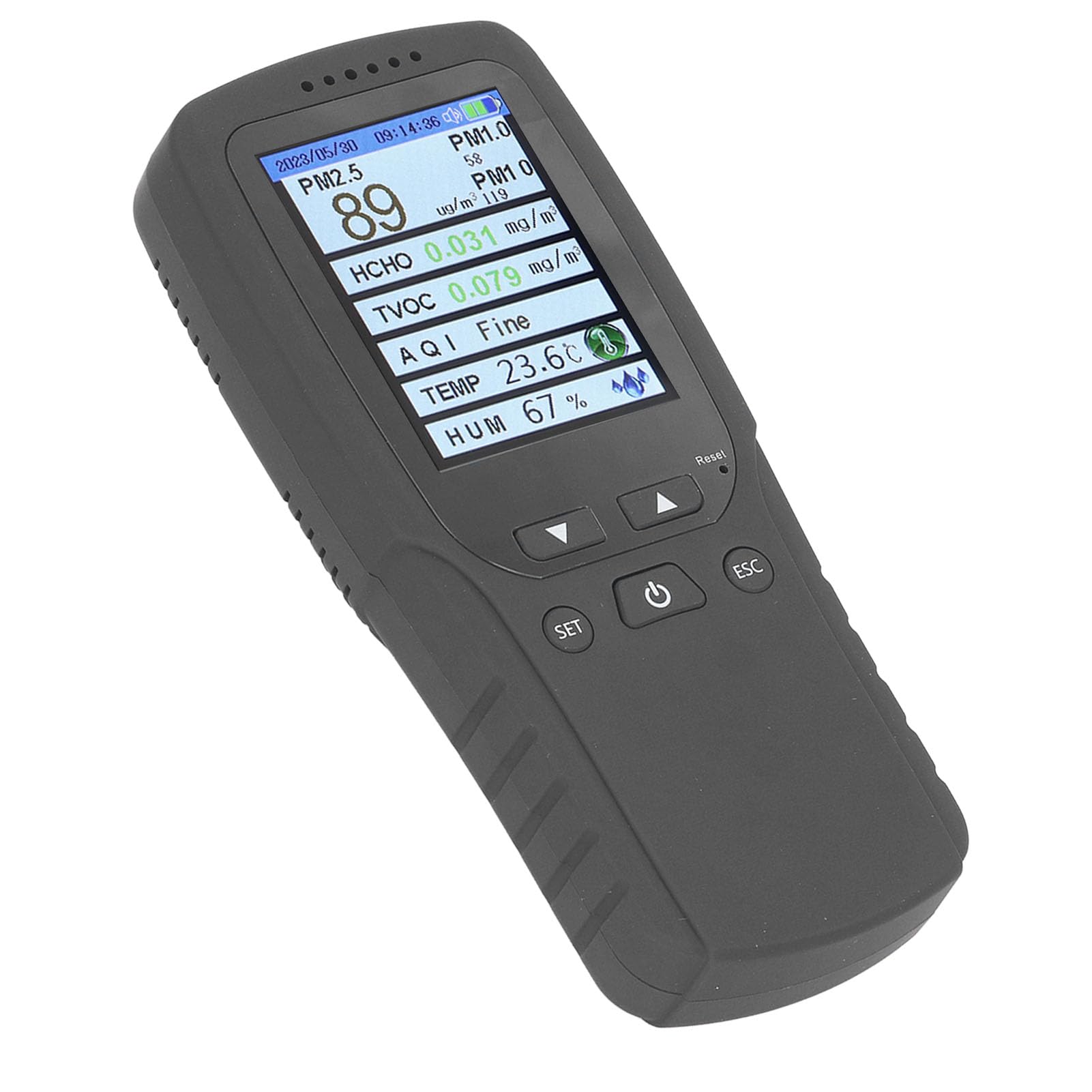 Monitor de Calidad del Aire de Calidad del Aire de 2.8 Pulgadas de Pantalla LCD, Monitor de Detector de del con Humedad de Temperatura para la Oficina del Automóvil de la Habitación