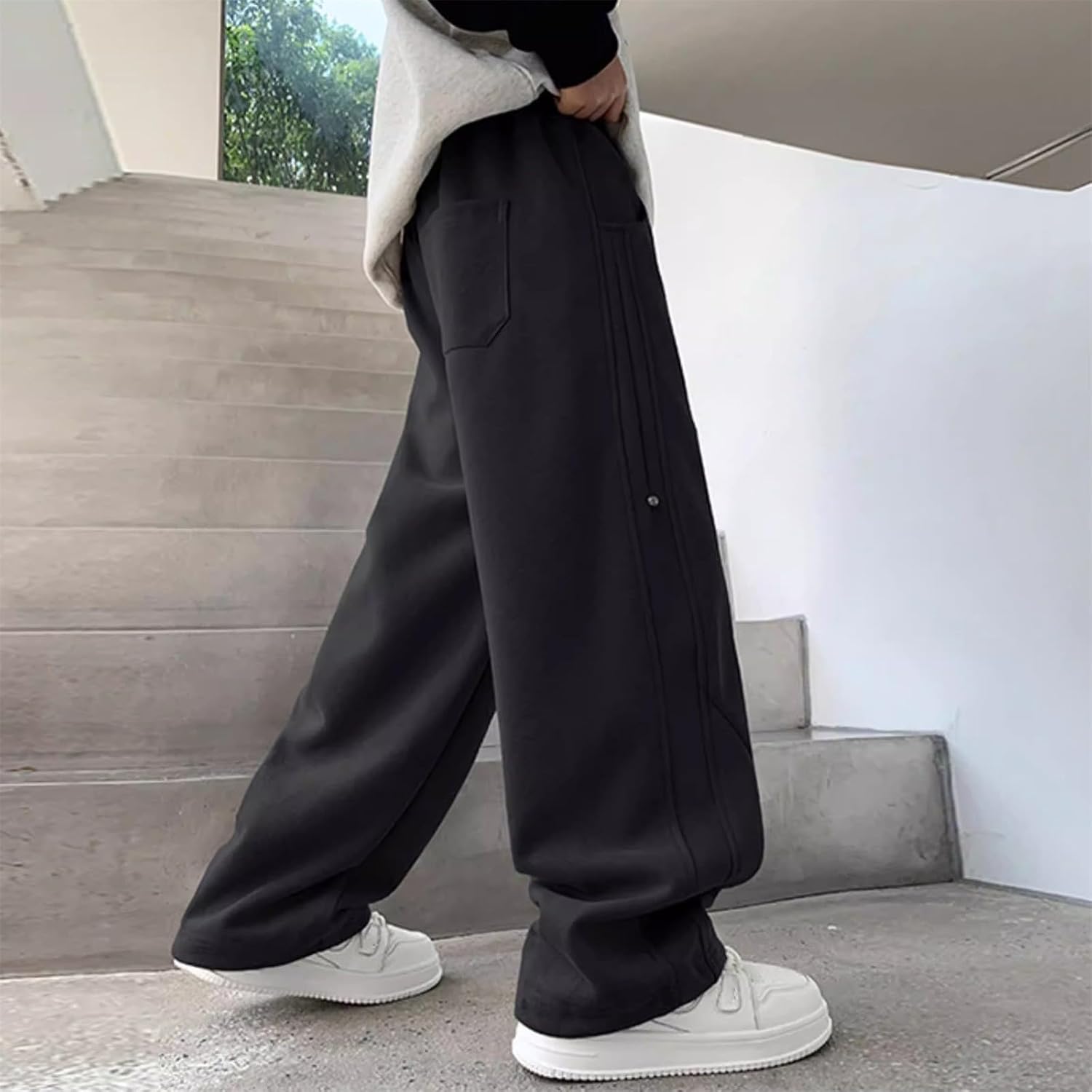 Tween Girls Pants Fashion Check Pattern Baggy Elastic Waist Wide Leg Plaid Sweatpants