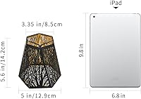 Vista 2 de Juego de 2 bombillas de metal de bosque con doble grabado para bombillas de candelabro, pantalla de metal de barril para lámpara de pared de lámpara