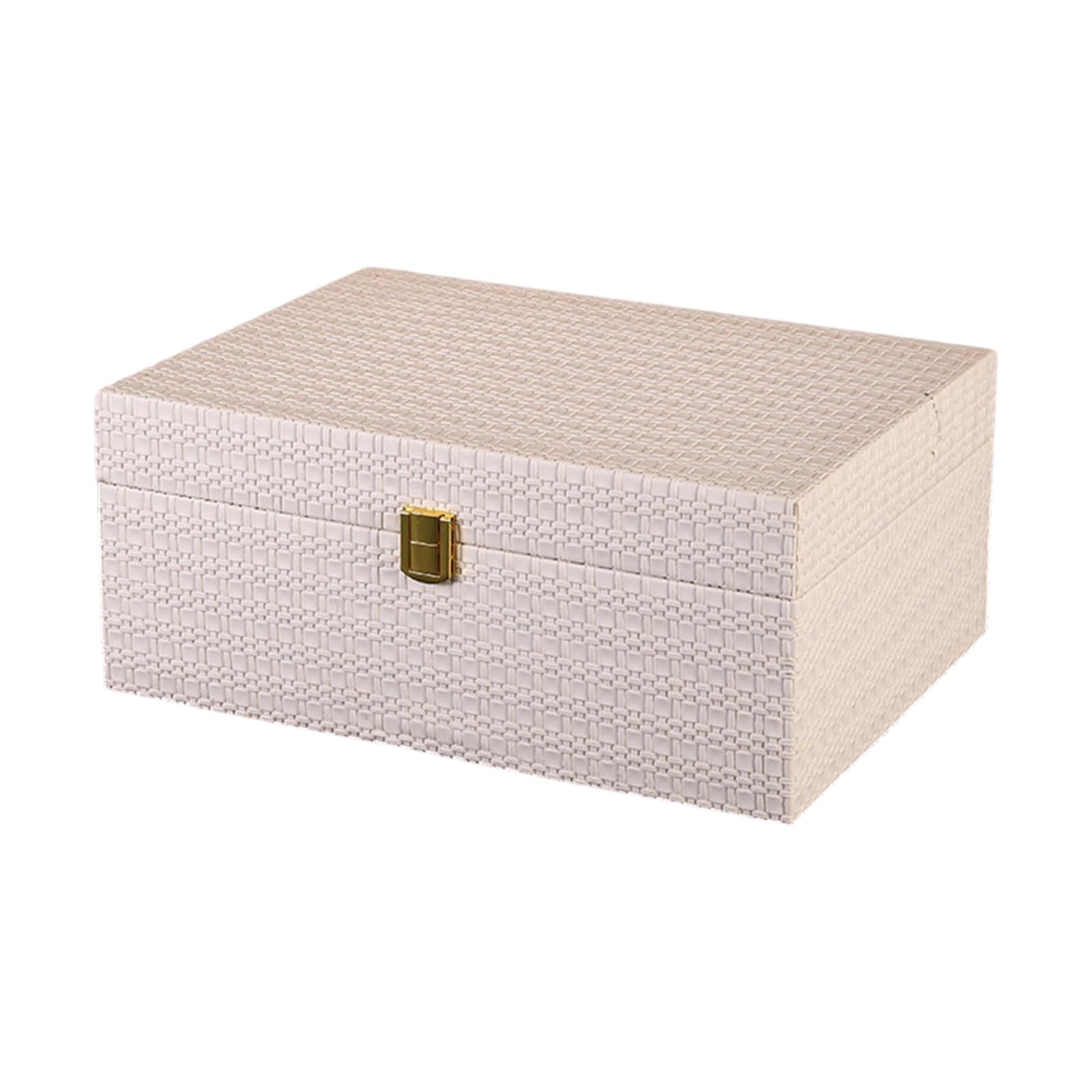 Shurhome Stylish Handwoven Pattern Storage Organizers Box for Bedroom Closet Entryway Keep Keys Hats Scarves Neatly Stored Keys and Accessories Box