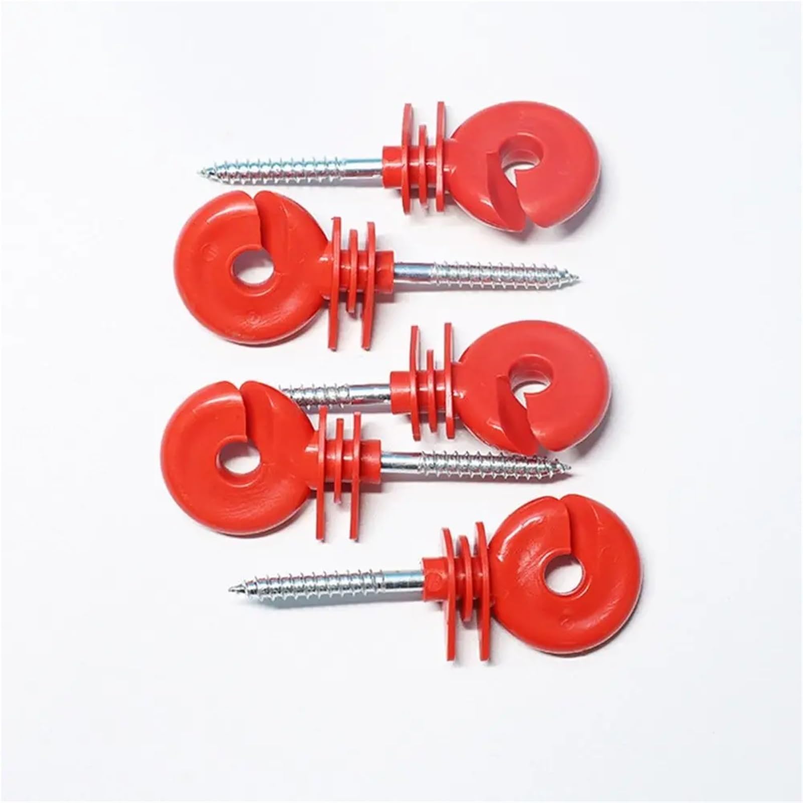 100 Stück Einschraub-Holzpfostenschrauben, hervorragende Isolierung, abgewinkelter Schlitz, Zaunringisolator, sonnendicht, regendicht, elektrische Zaunisolatoren Für Seile(Red)