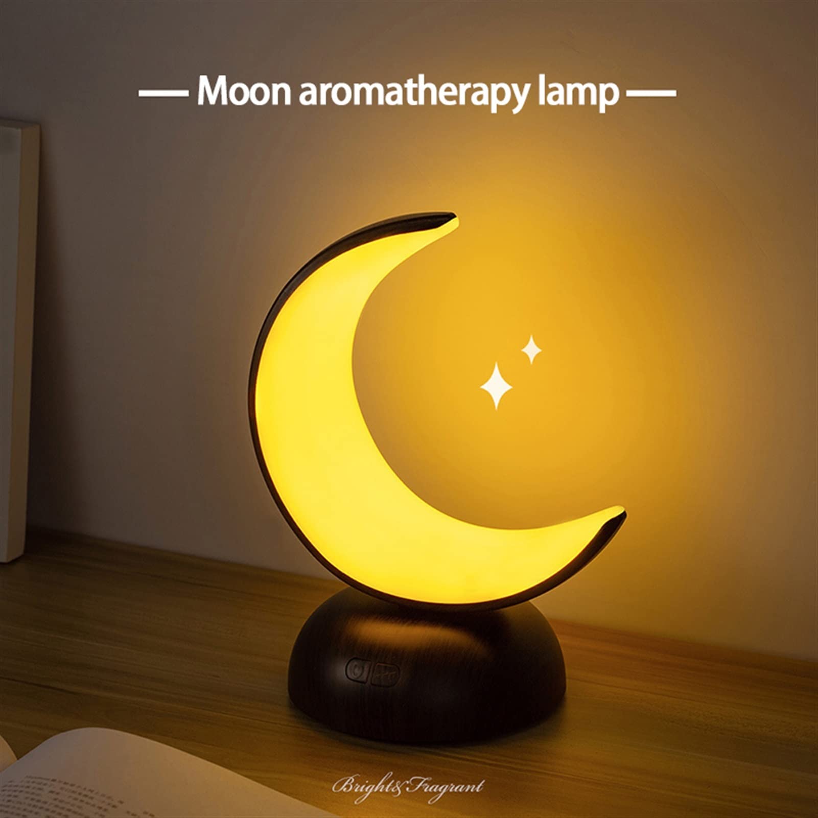 Lampka nocna w kształcie księżyca aromaterapia lampka nocna czujnik ruchu USB akumulator przenośny sypialnia sypialnia sypialnia stolik nocny biurko LED lampa stołowa do sypialni (kolor: czarny)