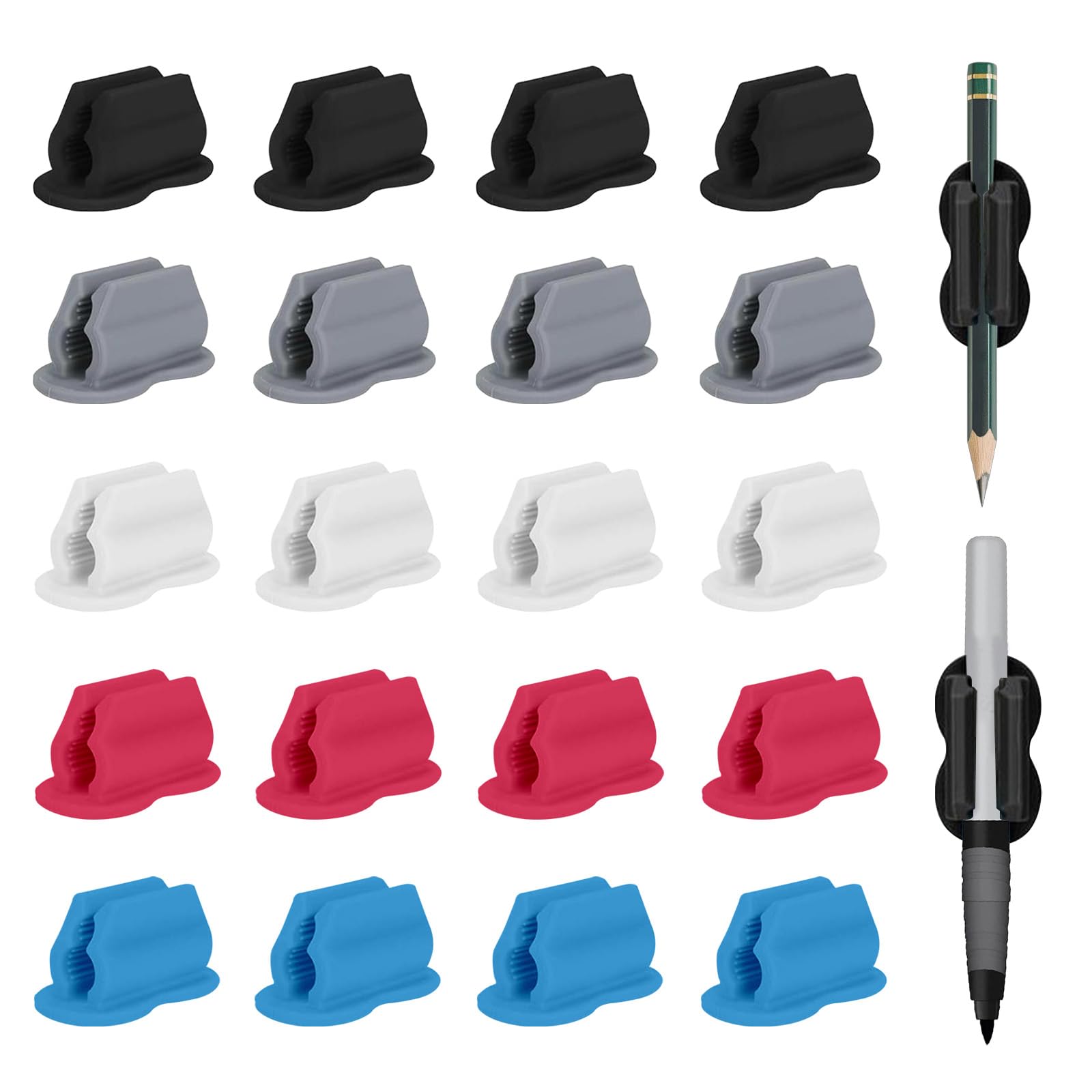Confezione da 20 portamatite adesivi da scrivania, per appunti in classe, da parete, in silicone, per studenti, bambini, insegnanti, accessori da scrivania