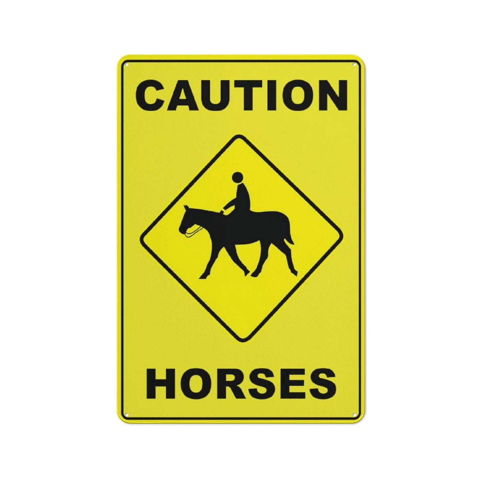 Peiyeety A10 Caution Horses Sign For Business 8"X12" Rust Free Aluminum Uv Printed,4 Pre-Drilled Holes.durable/Weatherproof