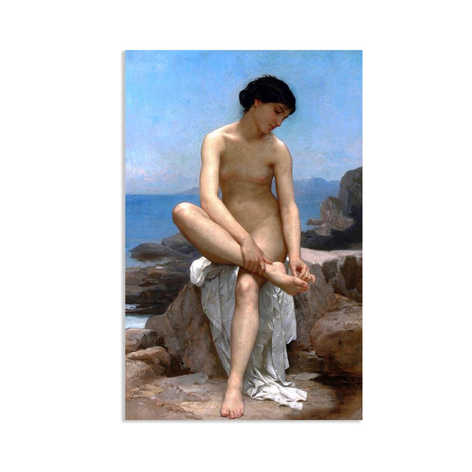 William-Adolphe Bouguereau Wall Art The Bather Print on Canvas Reproductions of Famous Paintings Wall Decor for Living Room Bedroom Bathroom Home Decor 65x40cm frameless