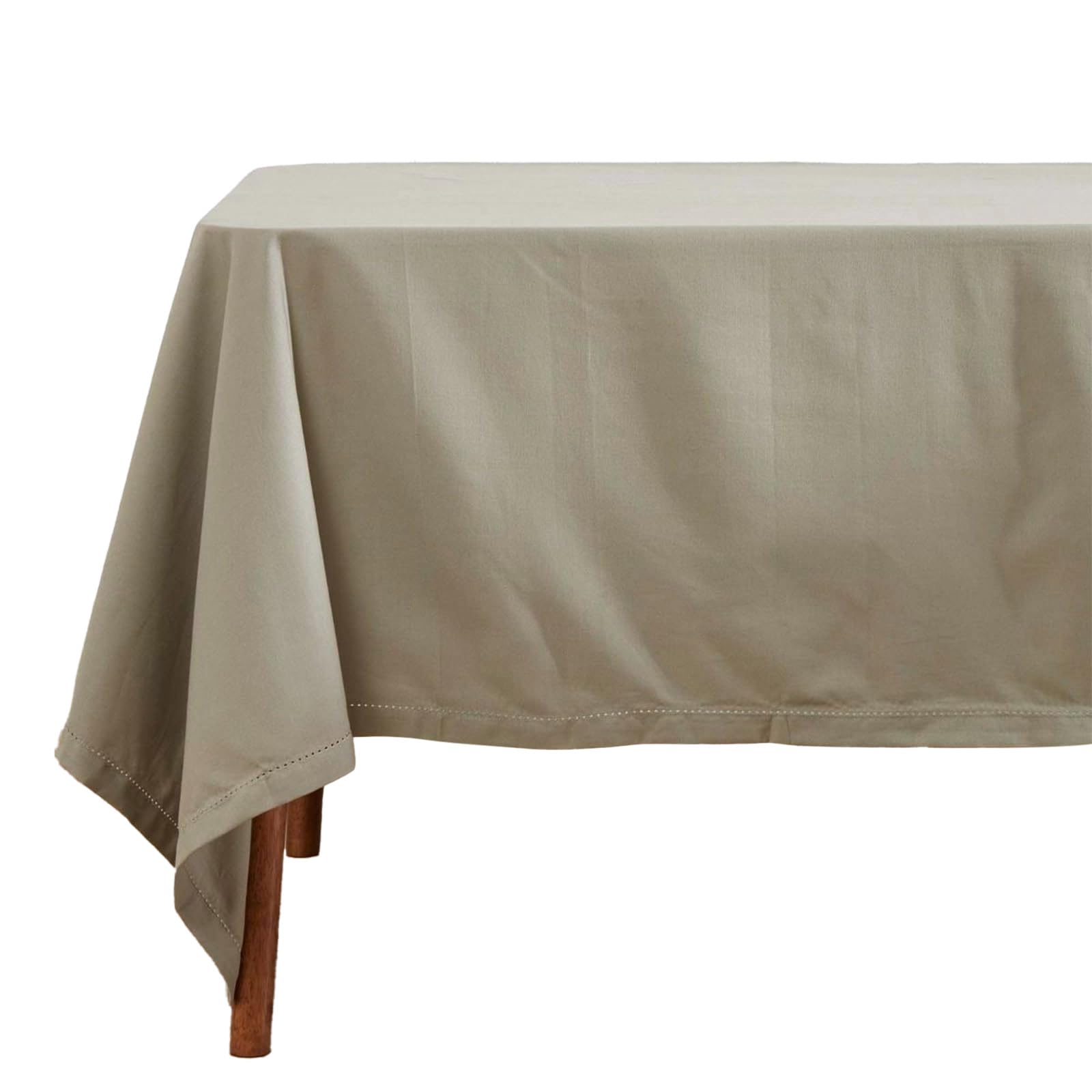HOMESCAPES Grey Table Cloth, Plain Cotton Tablecloth, Extra Large Rectangular, Handcrafted & Durable Dining Table Cover with Hem Stitch, Hypoallergenic, Washable, 178 x 300cm