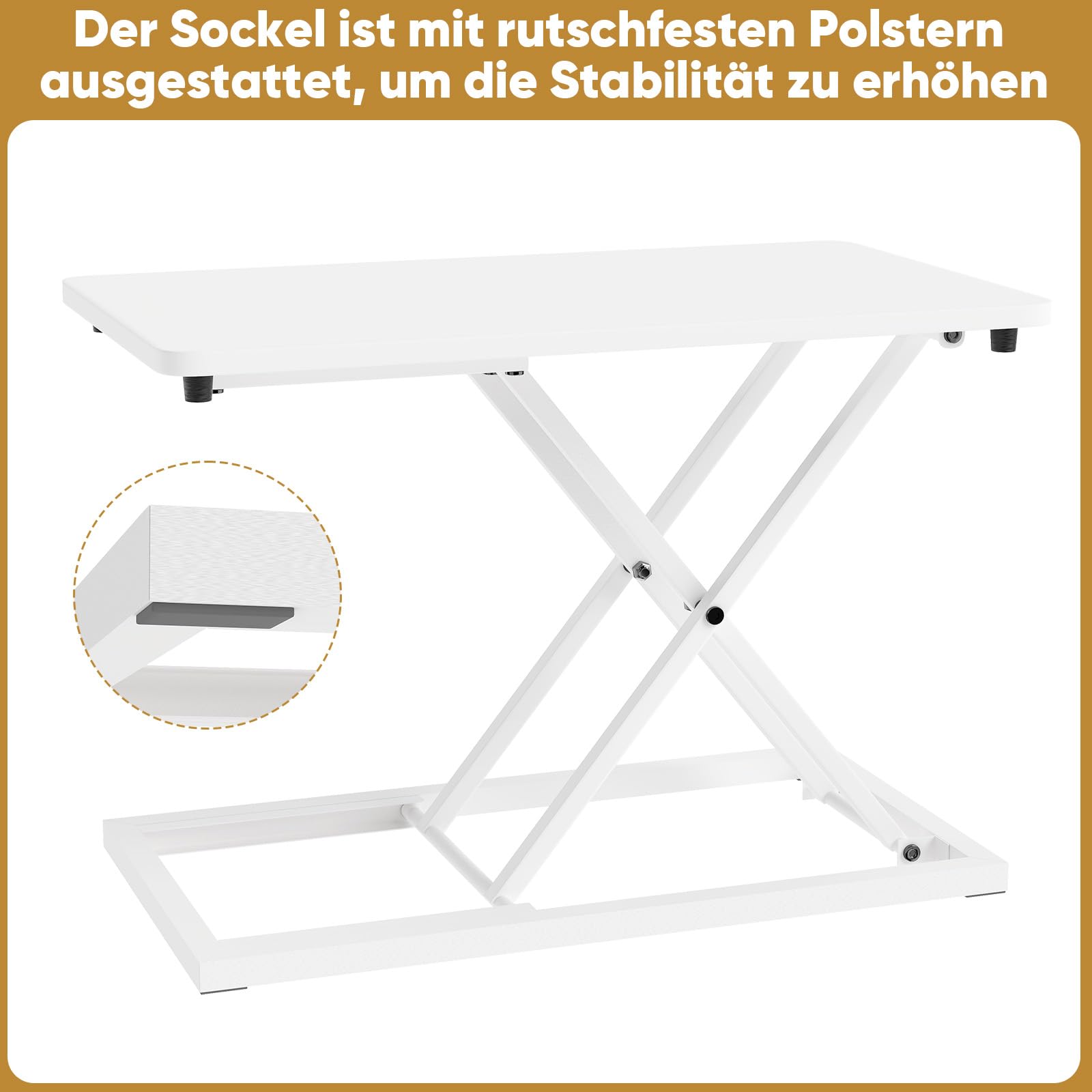 Weiß Höhenverstellbarer Stehpult Konverter,34 * 60cm Steh-Sitz Schreibtisch,Ultradünne Schreibtischkonverter, Laptop stehschreibtisch aufsatz,Geeignet für Büro, Arbeitszimmer, Wohnzimmer