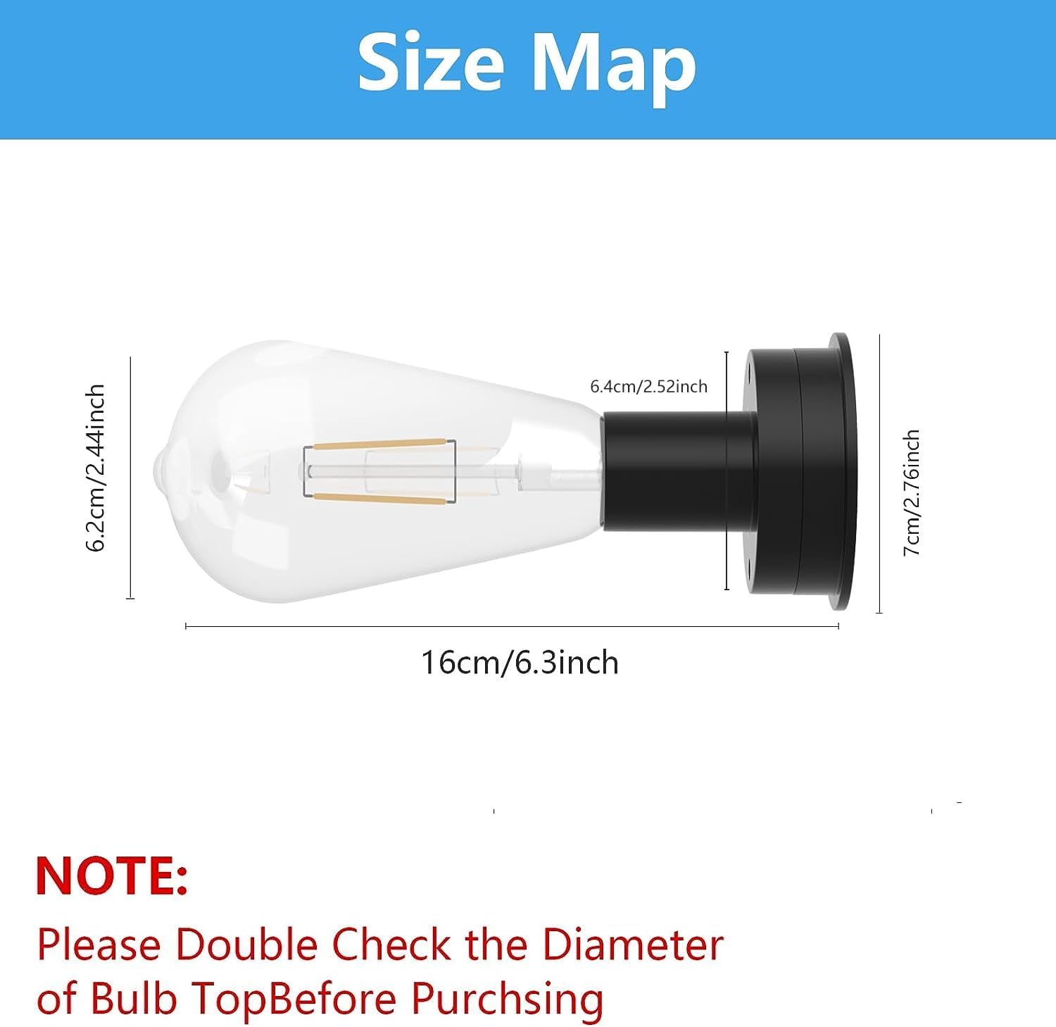 Replacement Solar Light Parts,Waterproof Solar Lanterns Replacement Accessories for Lanterns Outdoor (7CM/2.76 INCH with Bulb 1PCS)