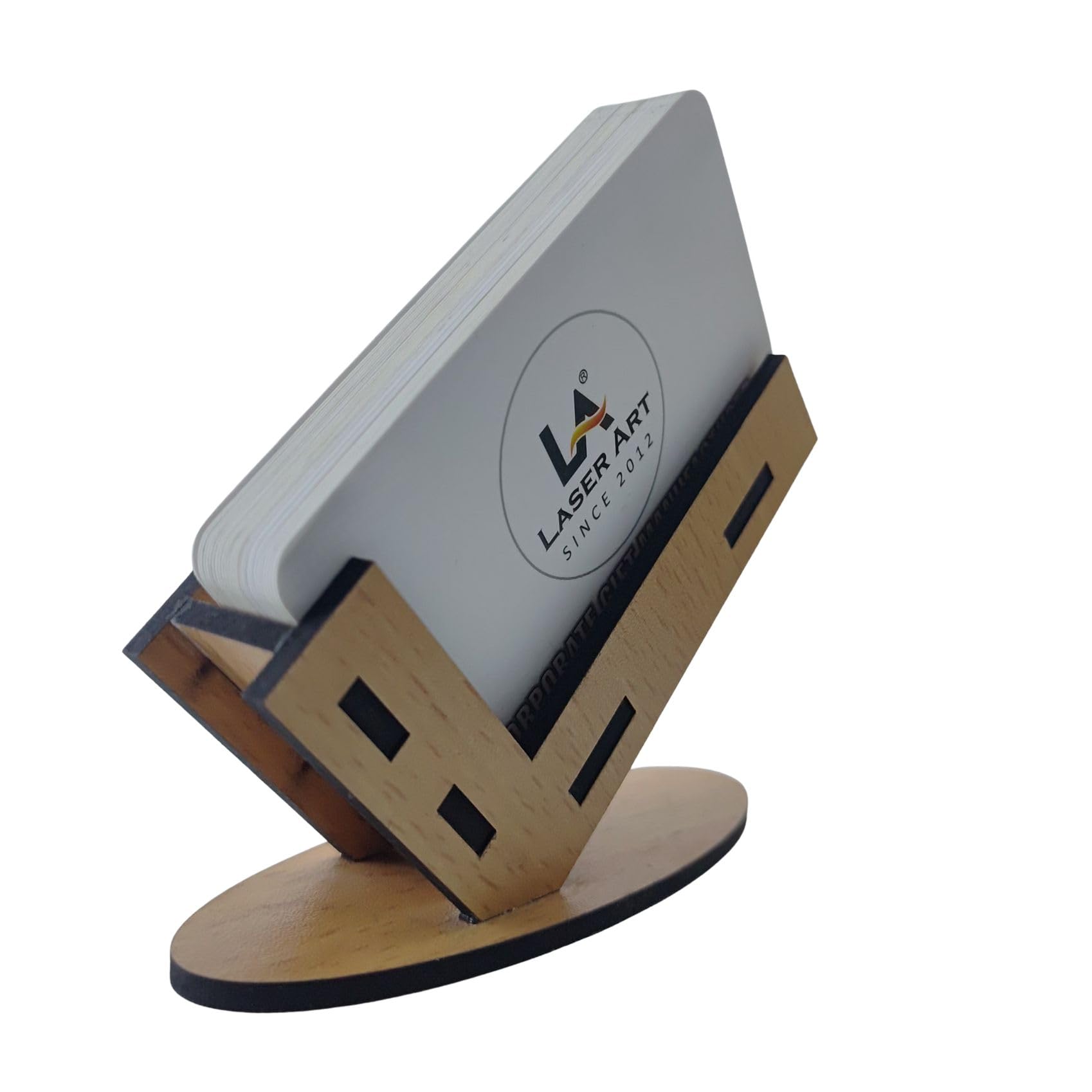 LASER ART Premium Wooden Business Card Holder Stand for Office Desk, Reception, and Home Use | Elegant Visiting Cards Holder Organizer, Name Card Display Stand ( 7.5 x 10 cm ) 2