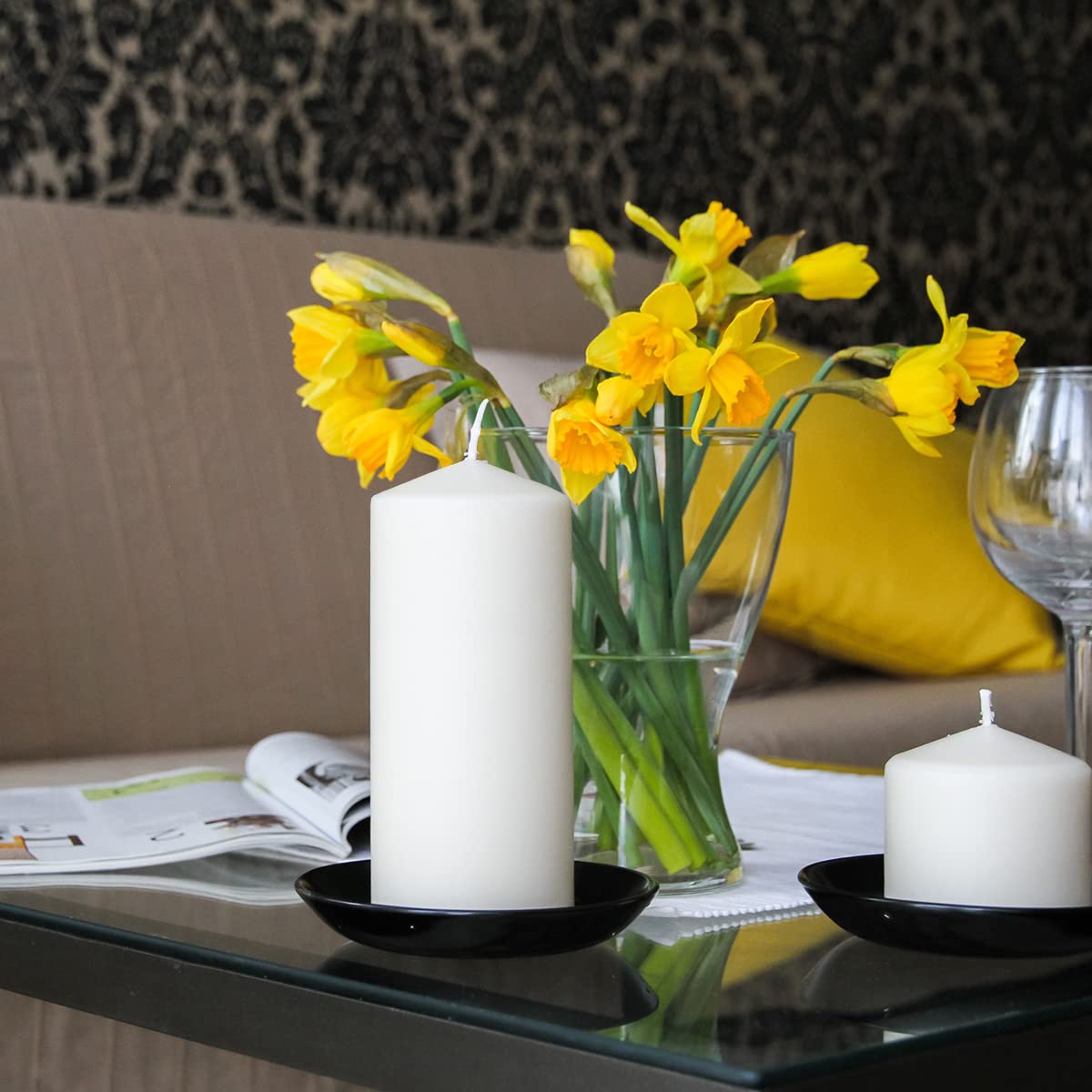 3x6 Inch White Pillar Candles, 3 Packs Unscented Smokeless Cylinder Candles for Home, Wedding, Party and Dinner Table, 36 Hour Burn