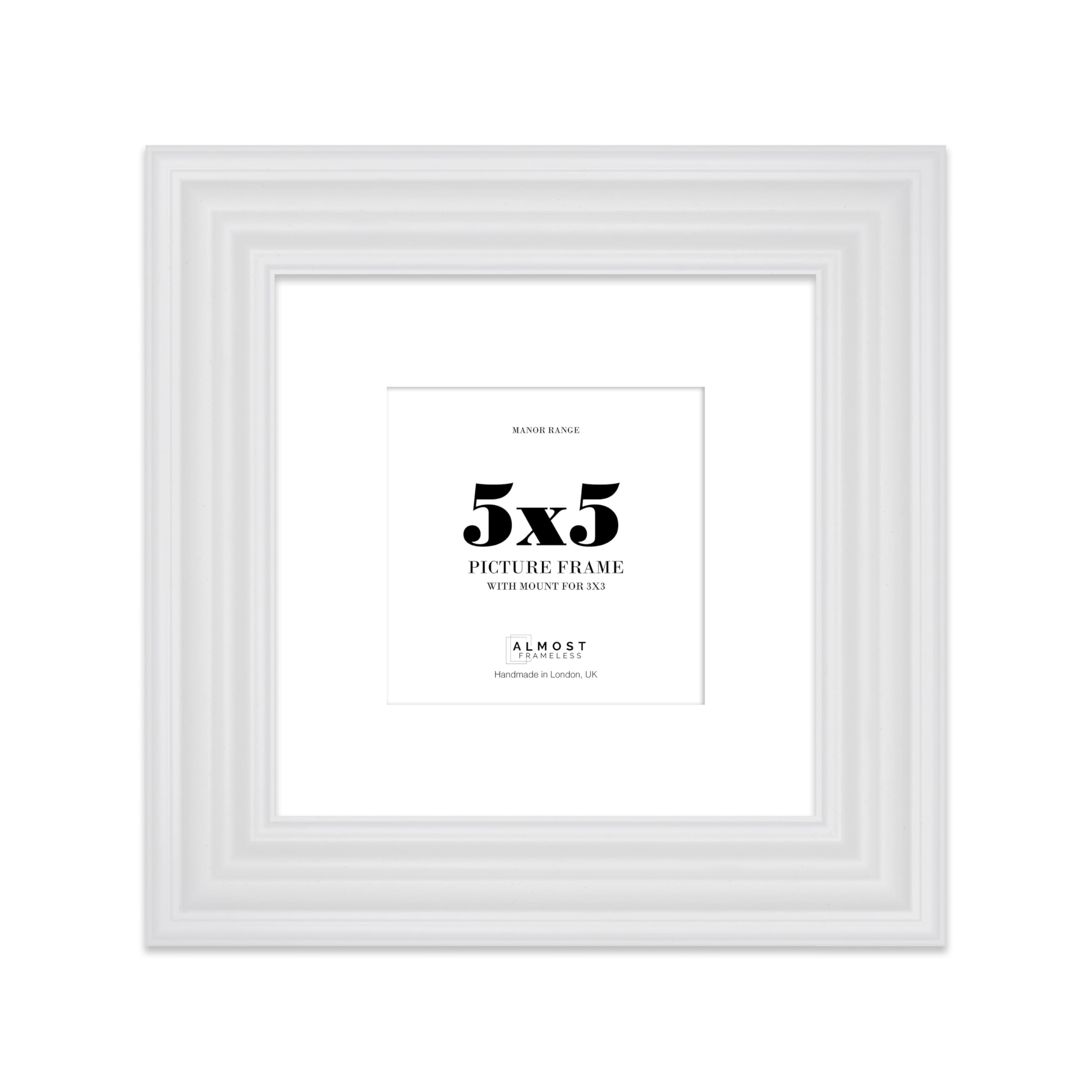 5x5 White Picture Frame - 5x5 Square Frame with 3x3 Mount for 5x5/3x3 Pictures Vintage Style Frame for Home Décor, 1 Pack — image 1