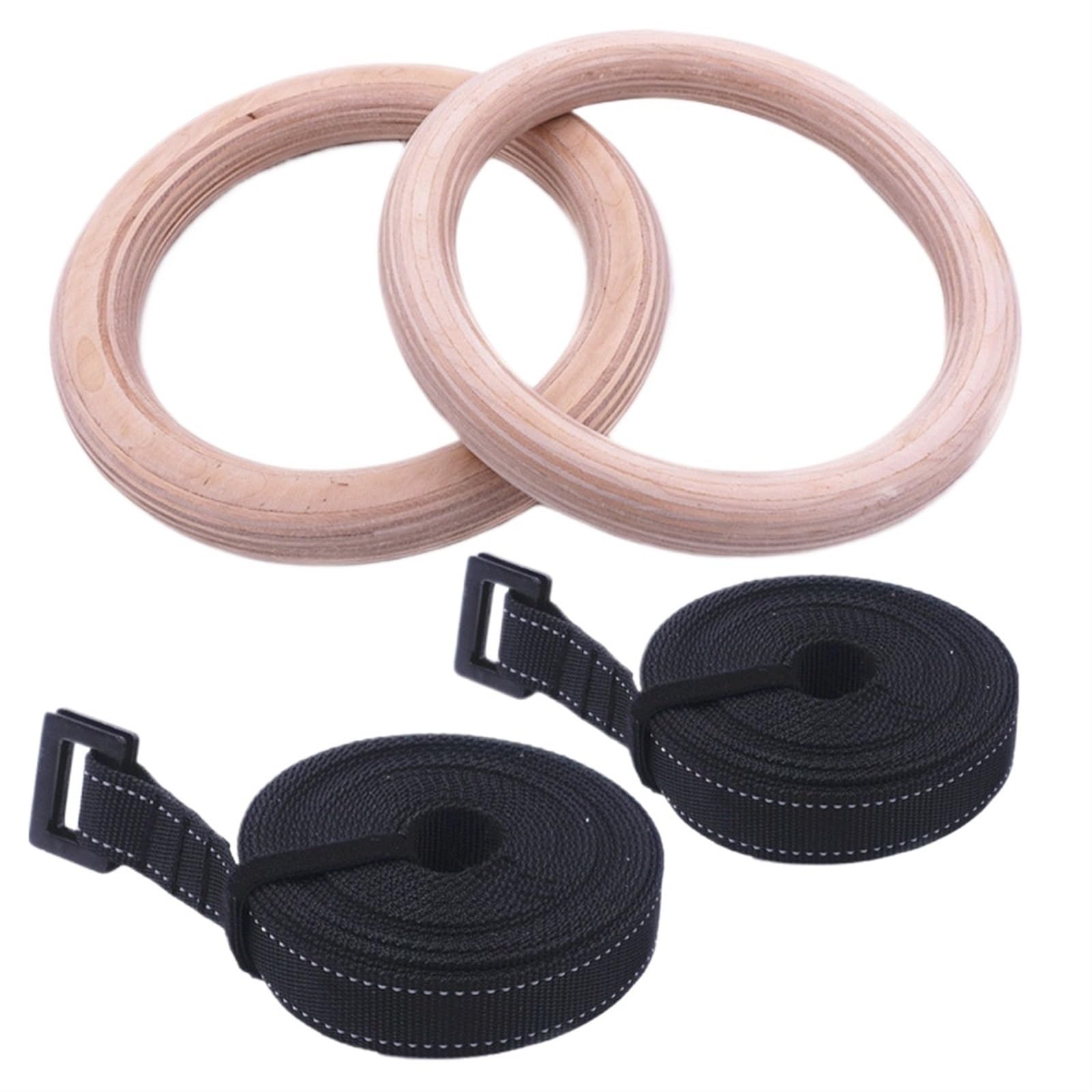 Anelli Ginnastica Anello da ginnastica in legno da 28/32 mm con cinghie regolabili for palestra domestica, fitness, trazioni, allenamento della forza, attrezzatura for ginnastica(28mm with Strap)