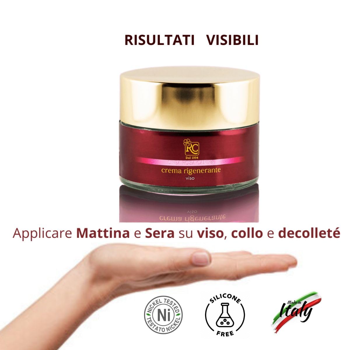 Crema Facial Regeneradora RC Antiarrugas para Pieles Maduras con Rosa Mosqueta, Retinol, Vitamina C, Ácido Hialurónico y Coenzima Q10-50 ml | Anti-Envejecimiento e Hidratante