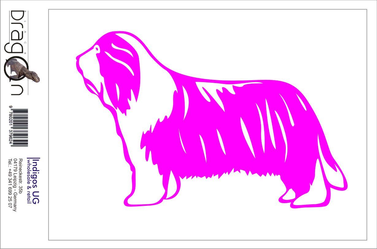 INDIGOS UG Adesivo Vinilico JDM Barded Collie | Cane Per Auto, Laptop | Taglio Sagomato 139x91 Mm | Resistente UV E Autolavaggio