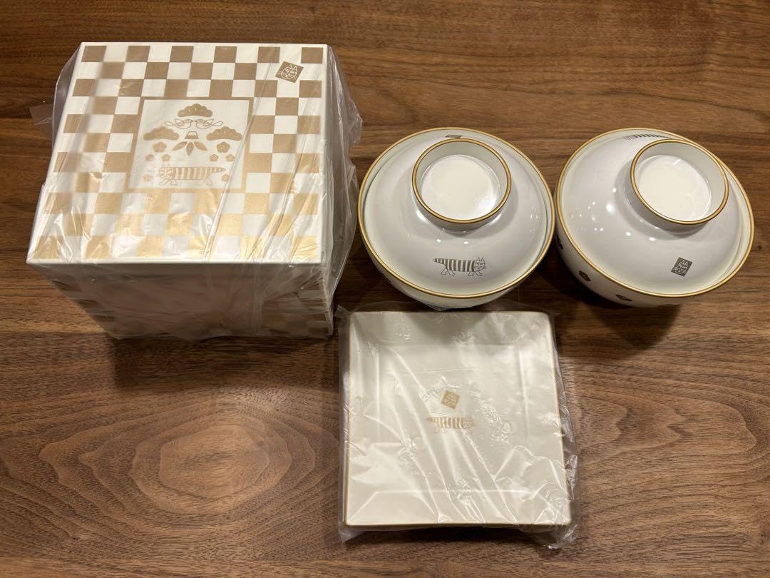 Amazon.co.jp: リサラーソン お重セット 2段重雑煮椀 2セット 角