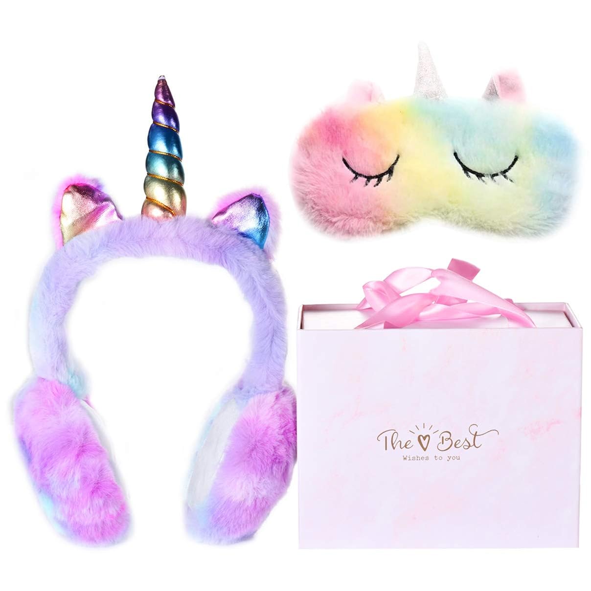 Kids Winter Plush Earmuffs Cartoon Rainbow Ear Warmers Fluffy Cute Cat