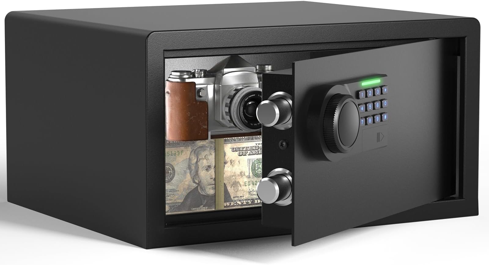 Safe Box - (1.29 cu. ft.) Home Safe with Silent Mode, Backlit Keyboard and LED Light, Secure Money Safe Caja Fuerte Anti-Rust, Anti-Theft, Anti-Pry