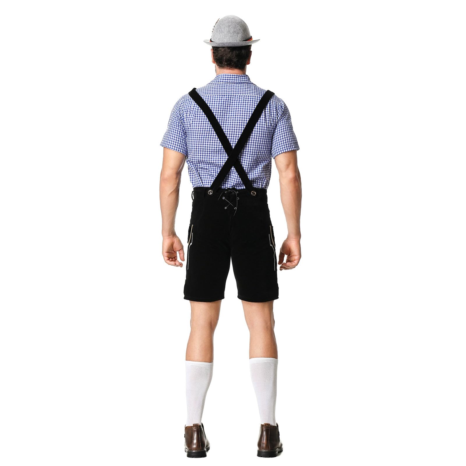 Oktoberfest - Traje de 2 piezas para hombre, camisa de 1 pieza + peto tradicional a cuadros