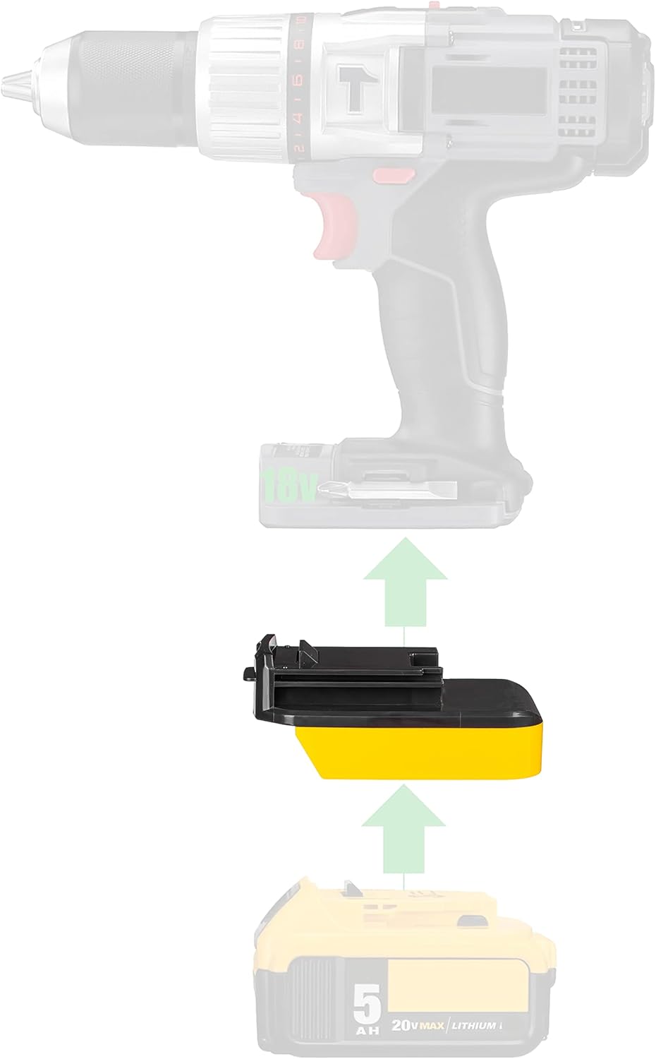1PCS Adaptor Compatible with DeWalt 20v MAX Lithium Battery for Porter Cable 18v Old Style (Not 20v) Tools - Adaptor Only