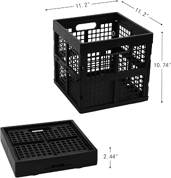 Square Milk Crate, 18 L Plastic Stackable Utility Crate, 3 Pack