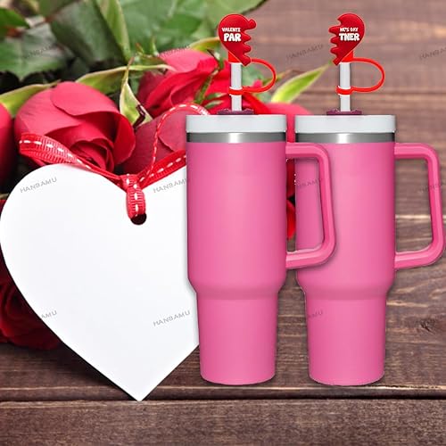Miniatura 5 de 8 tapas de paja de San Valentín de 0.4 pulgadas para copa Stanley, tapa de popote de silicona con forma de corazón para vaso de 30 y 40 onzas con