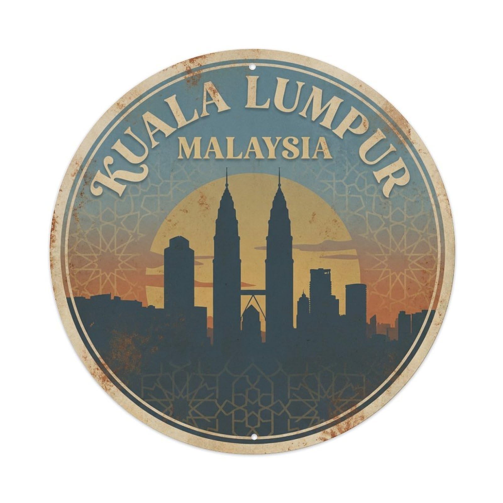 Vintage Travel Malaysia Kuala Lumpur Metal Tin Sign